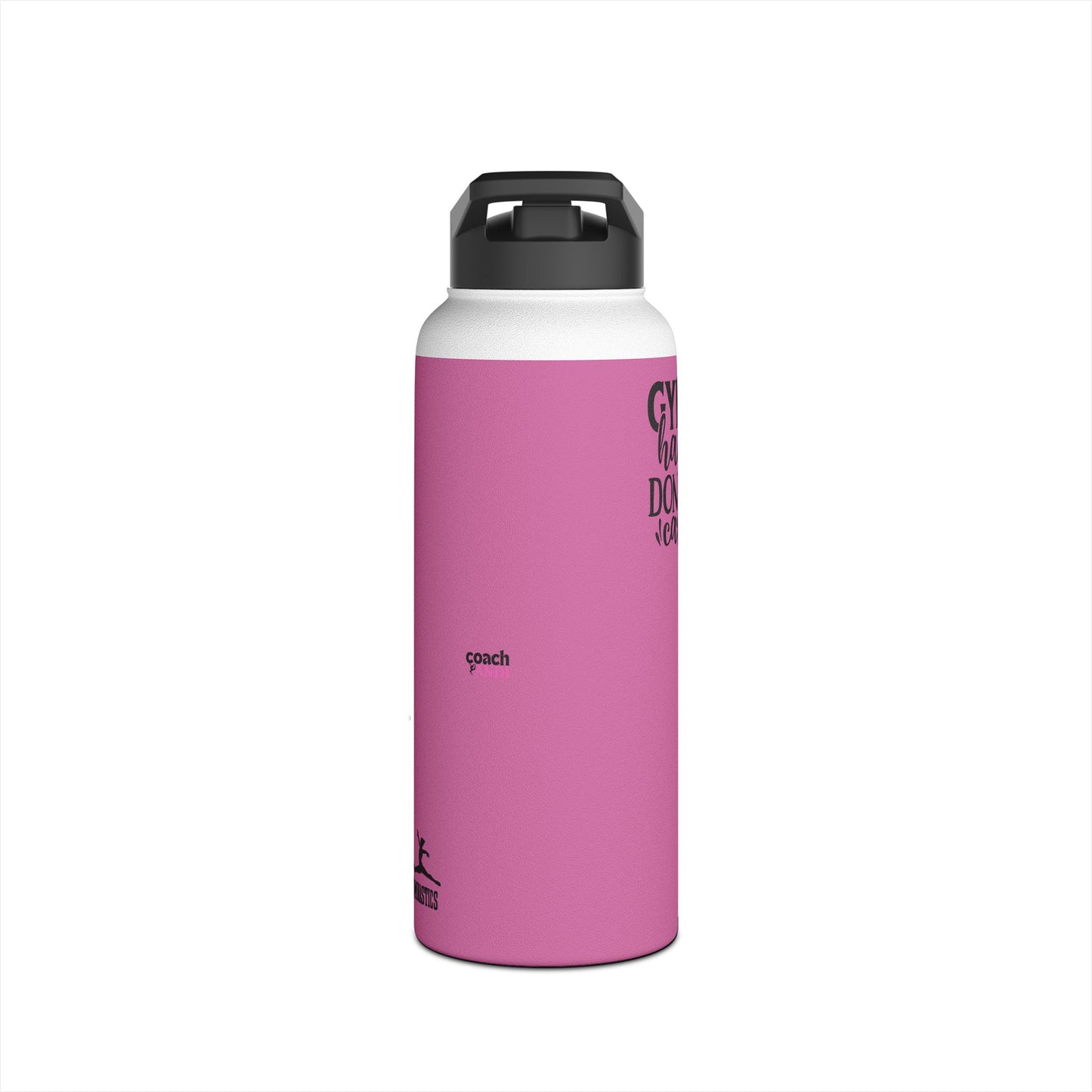 Gymnastics Quotes-Pink (Stainless Steel Water Bottle, Standard Lid)