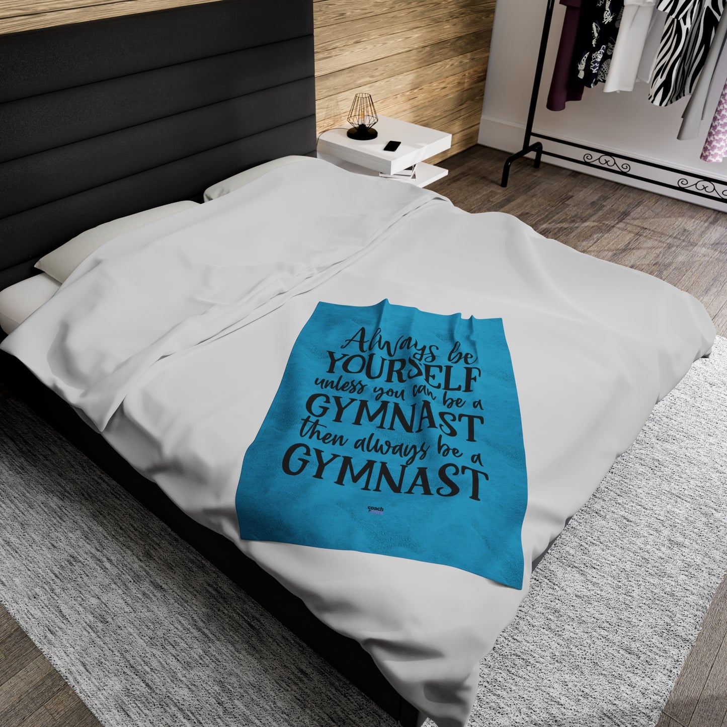 Always Be A Gymnast-Turquoise (Velveteen Plush Blanket)