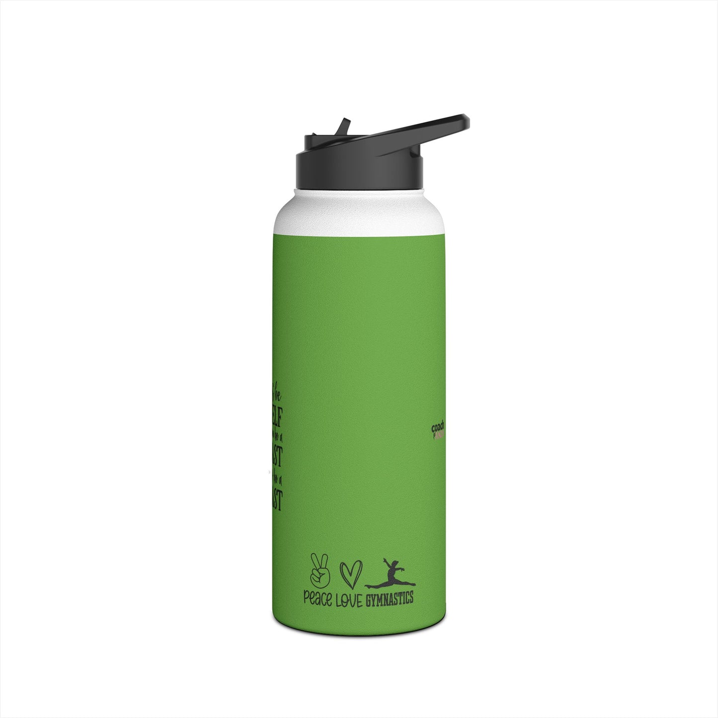 Gymnastics Quotes-Green (Stainless Steel Water Bottle, Standard Lid)