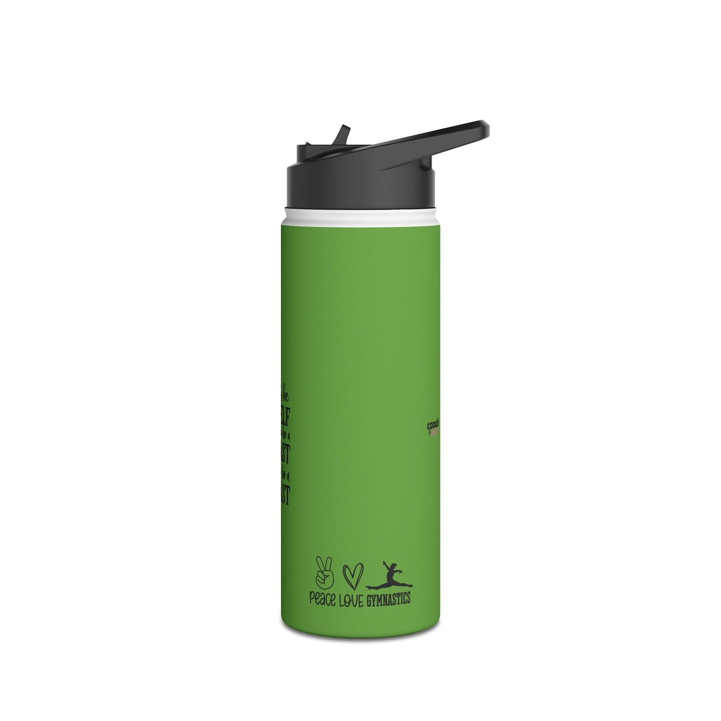 Gymnastics Quotes-Green (Stainless Steel Water Bottle, Standard Lid)