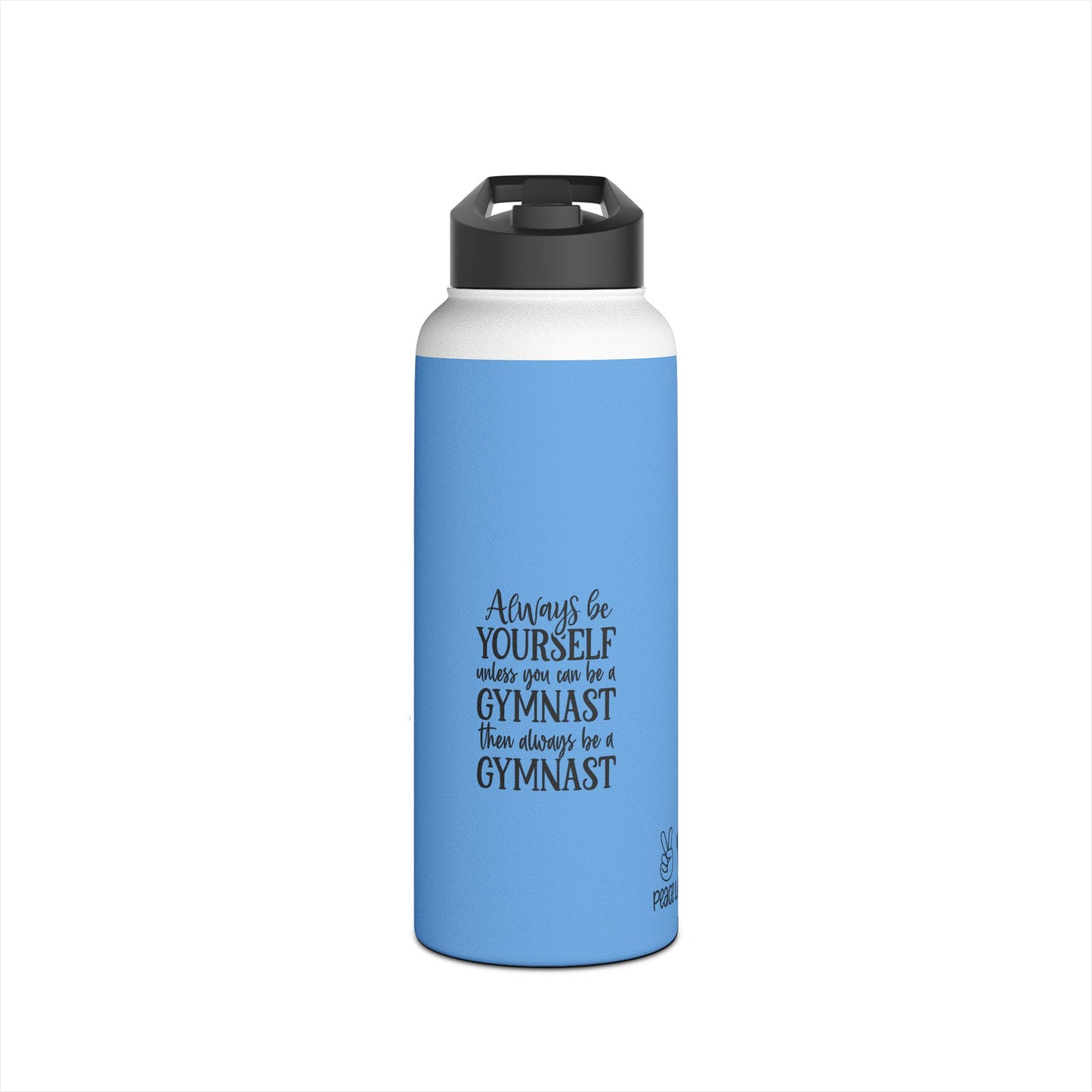 Gymnastics Quotes-Lt Blue (Stainless Steel Water Bottle, Standard Lid)