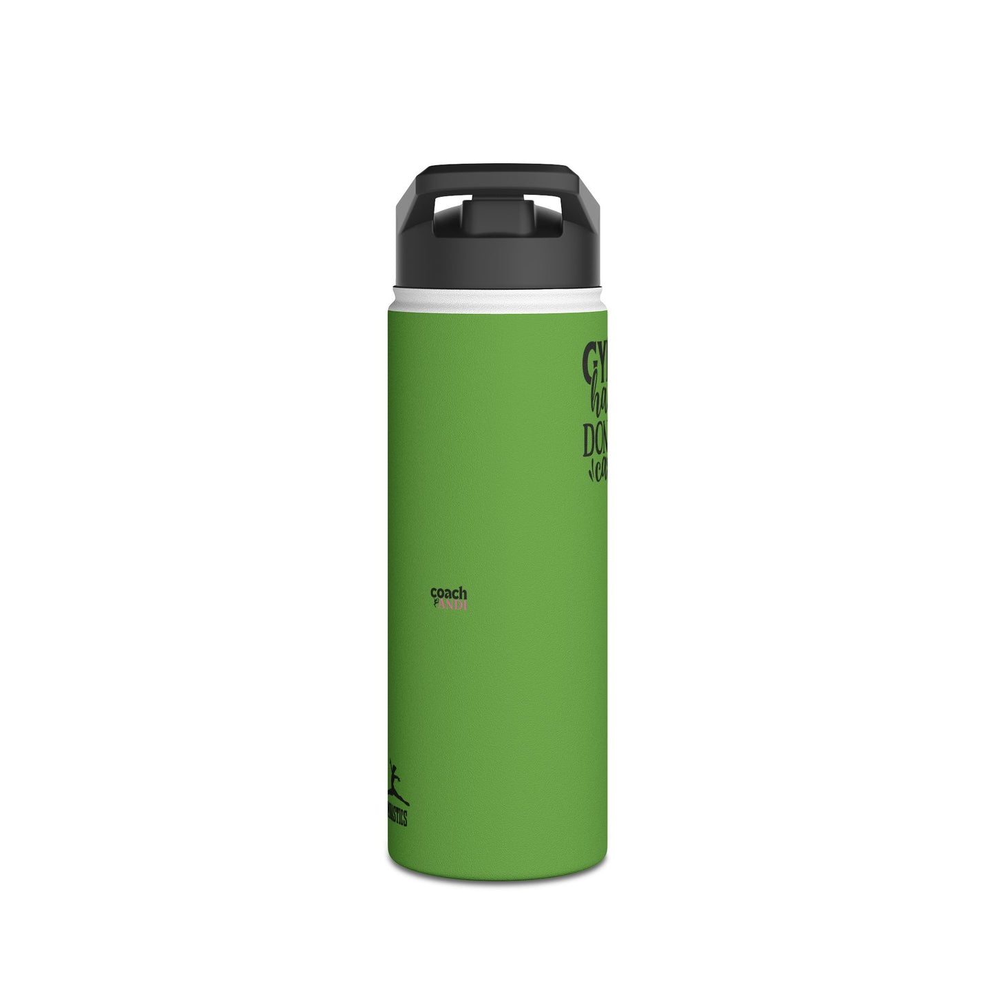 Gymnastics Quotes-Green (Stainless Steel Water Bottle, Standard Lid)