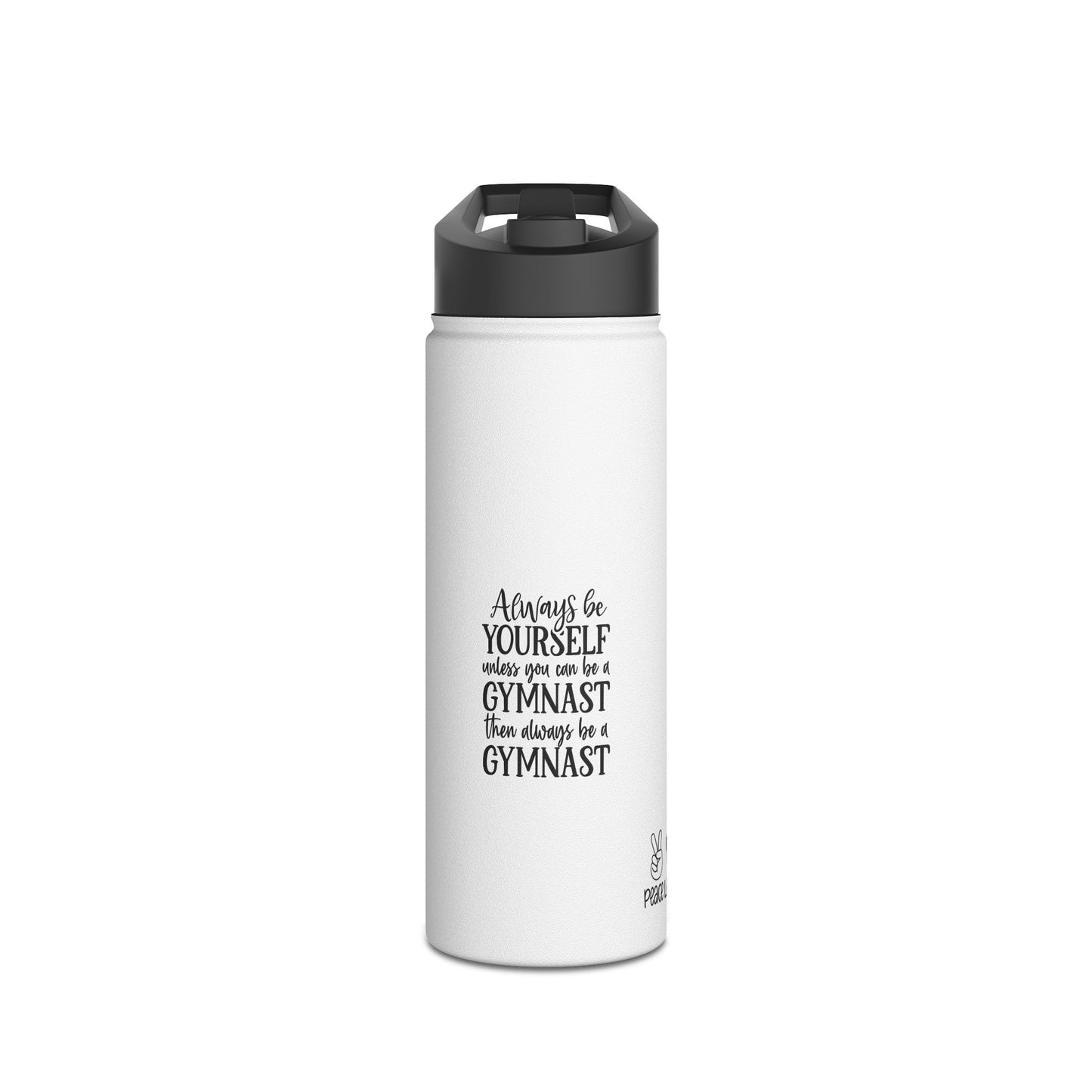 Gymnastics Quotes-White (Stainless Steel Water Bottle, Standard Lid)