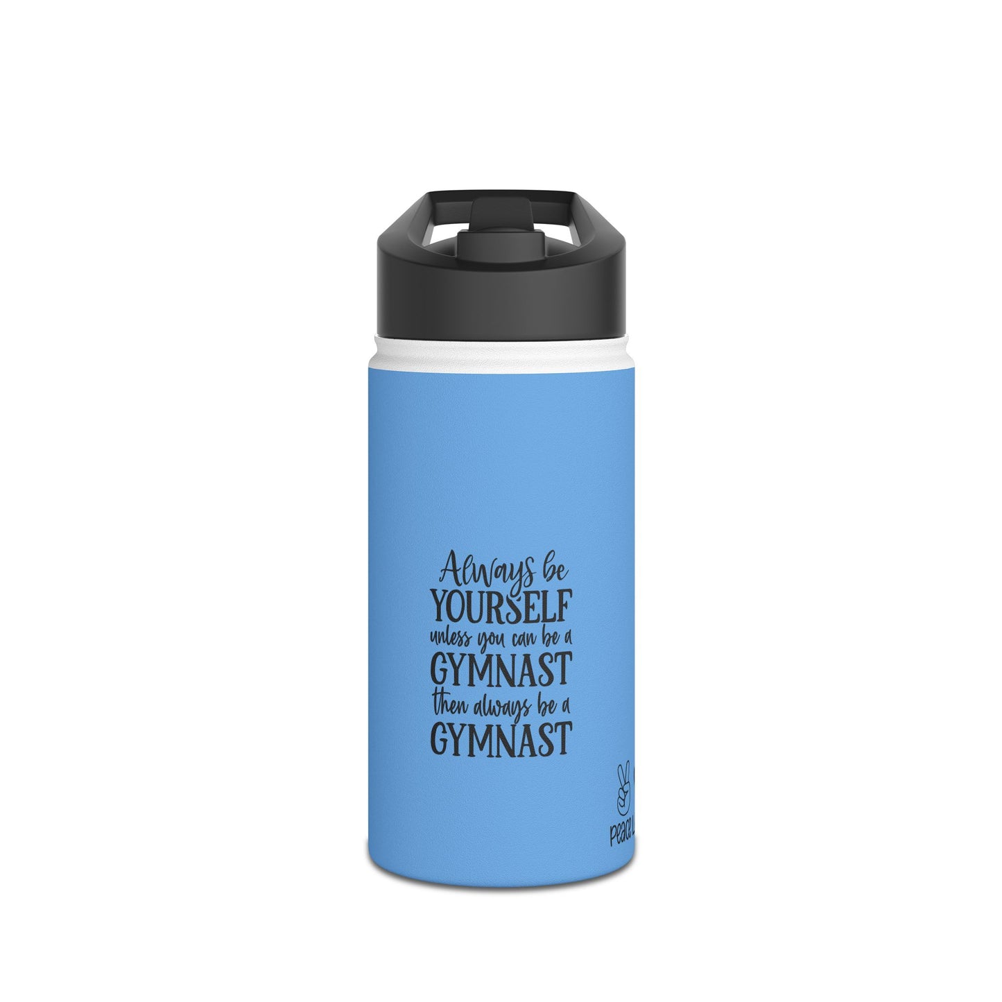 Gymnastics Quotes-Lt Blue (Stainless Steel Water Bottle, Standard Lid)
