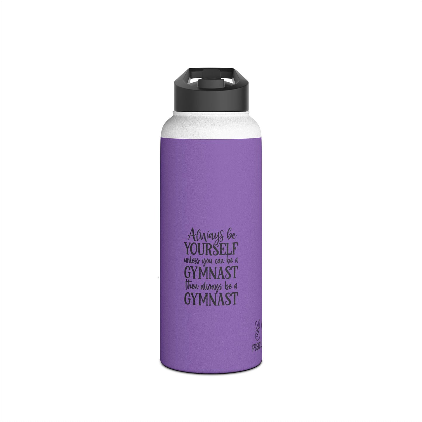 Gymnastics Quotes-Purple (Stainless Steel Water Bottle, Standard Lid)