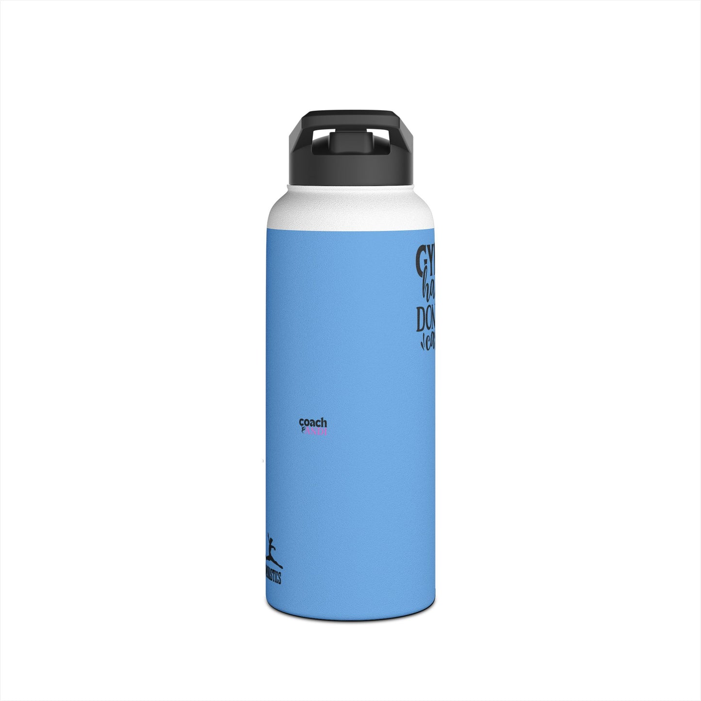 Gymnastics Quotes-Lt Blue (Stainless Steel Water Bottle, Standard Lid)