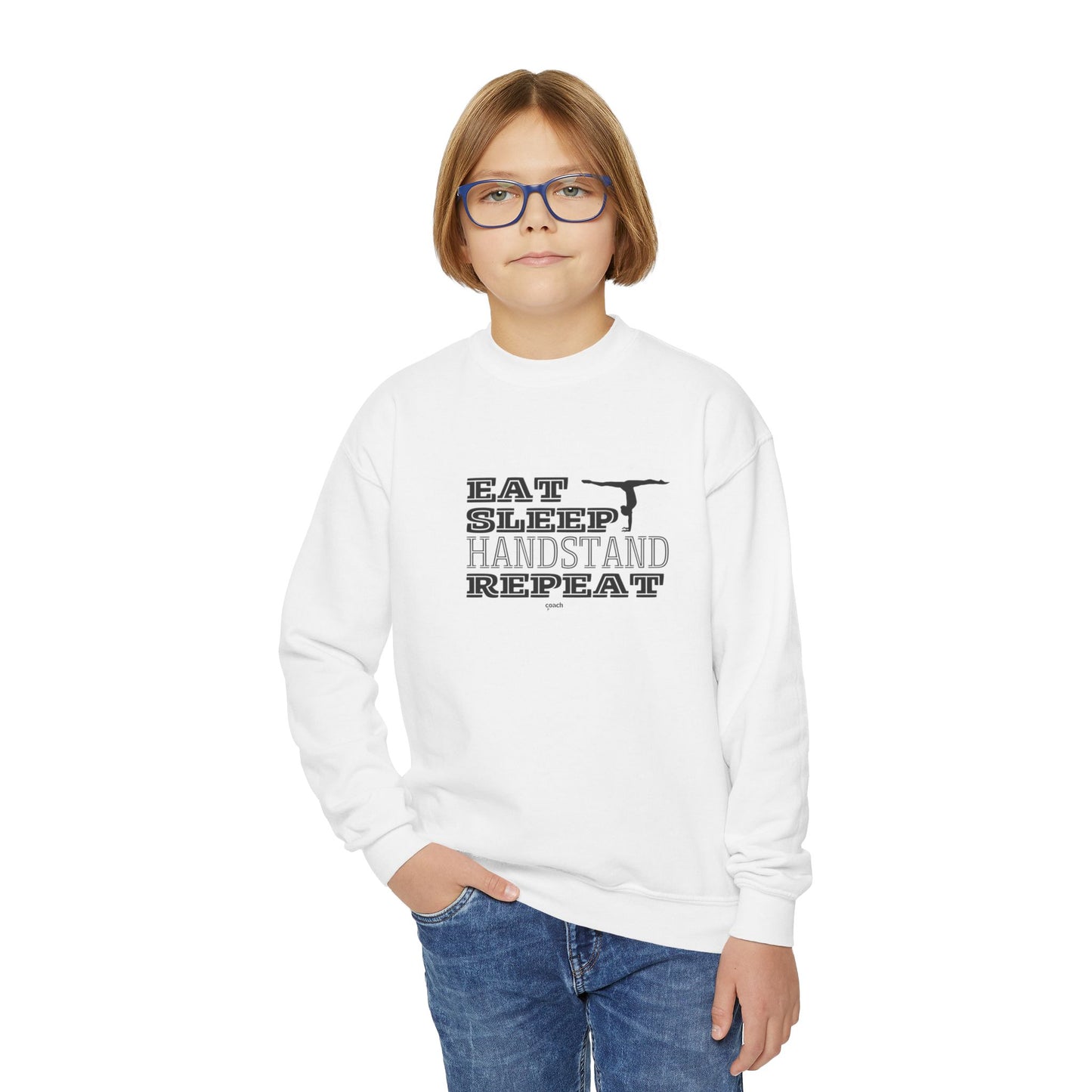 Eat, Sleep, Handstand, Repeat (Youth Crewneck Sweatshirt)