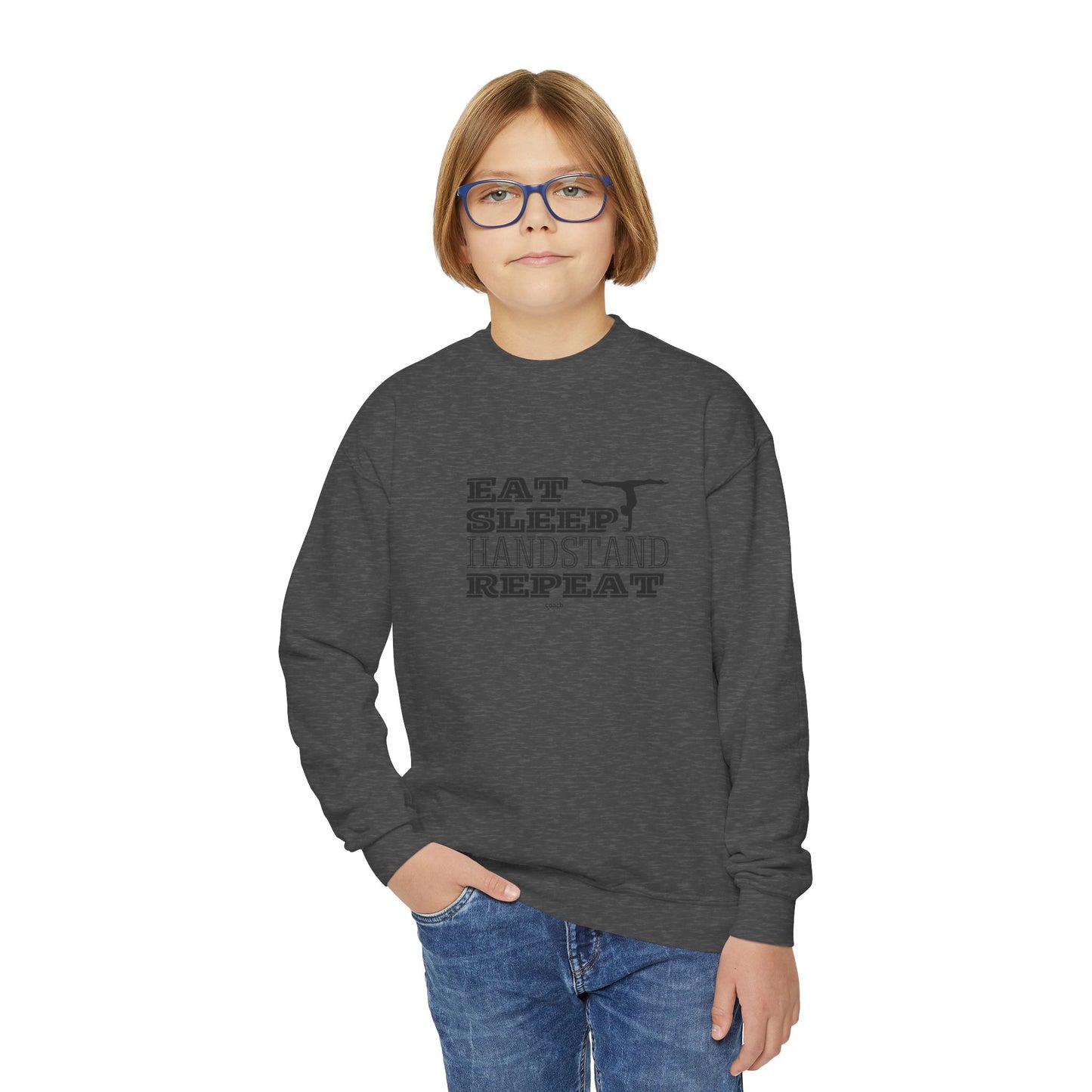 Eat, Sleep, Handstand, Repeat (Youth Crewneck Sweatshirt)