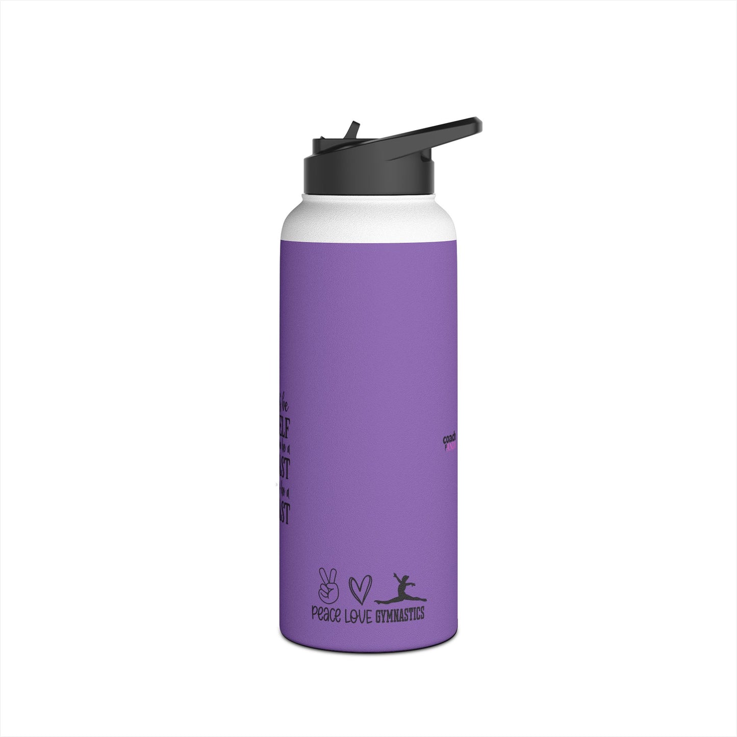 Gymnastics Quotes-Purple (Stainless Steel Water Bottle, Standard Lid)