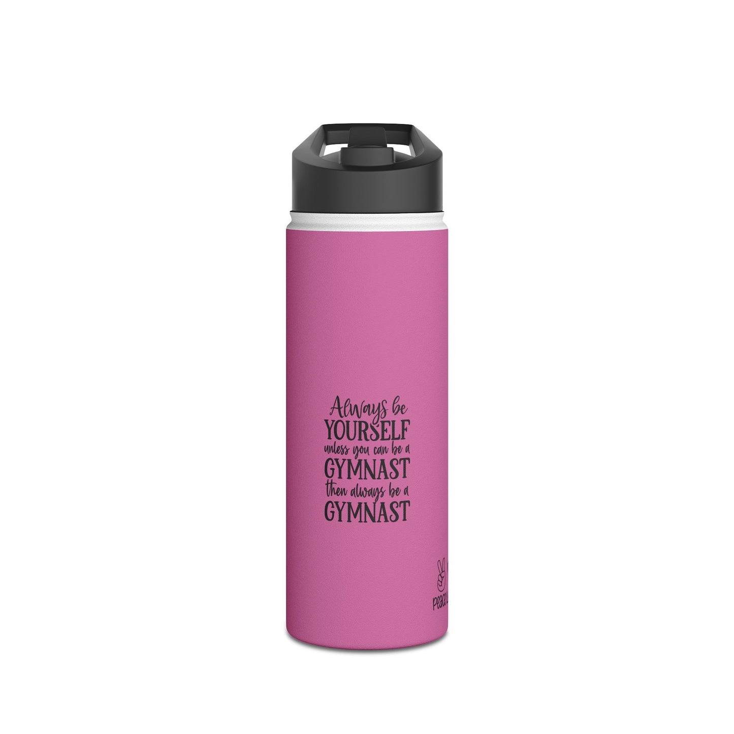 Gymnastics Quotes-Pink (Stainless Steel Water Bottle, Standard Lid)