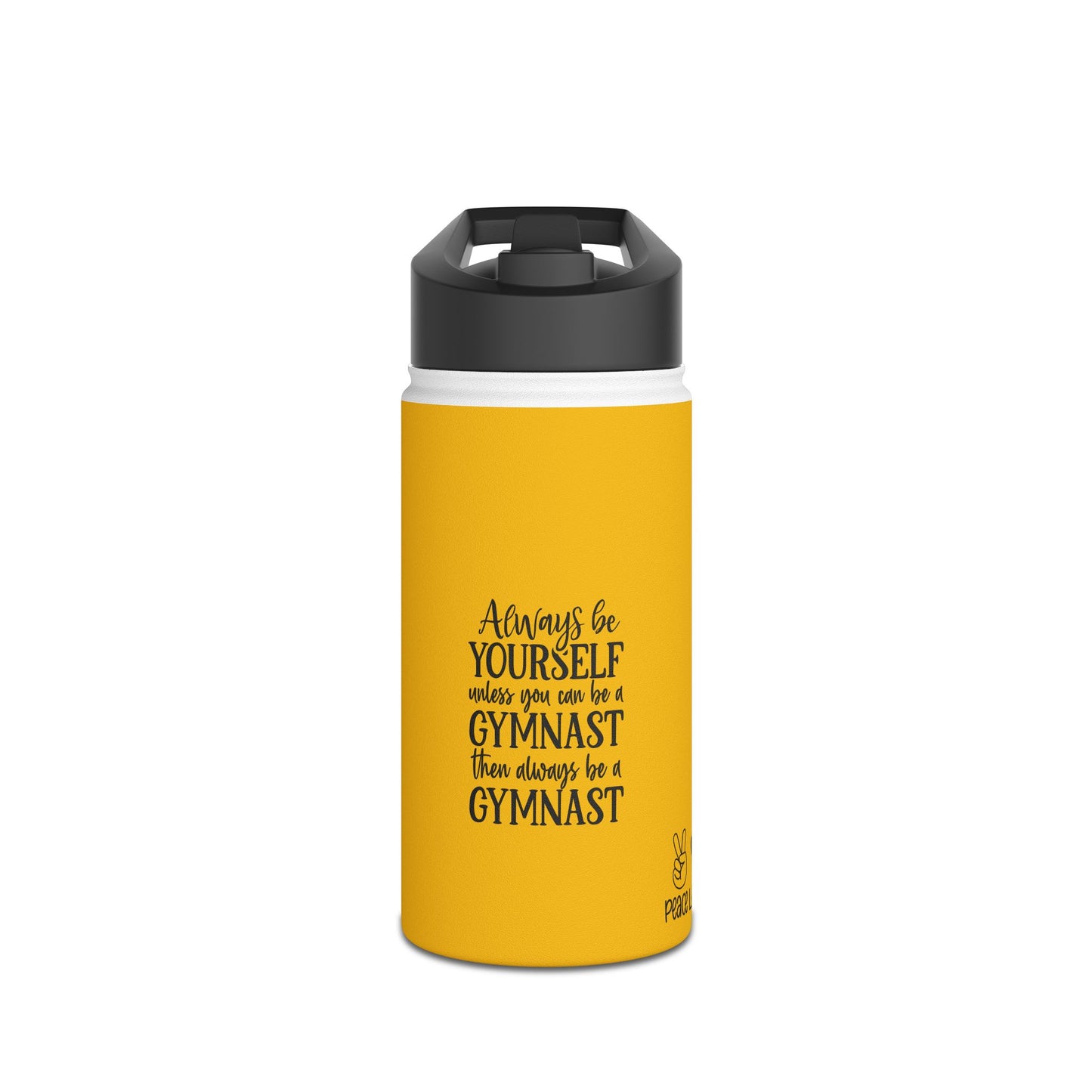 Gymnastics Quotes-Goldenrod (Stainless Steel Water Bottle, Standard Lid)