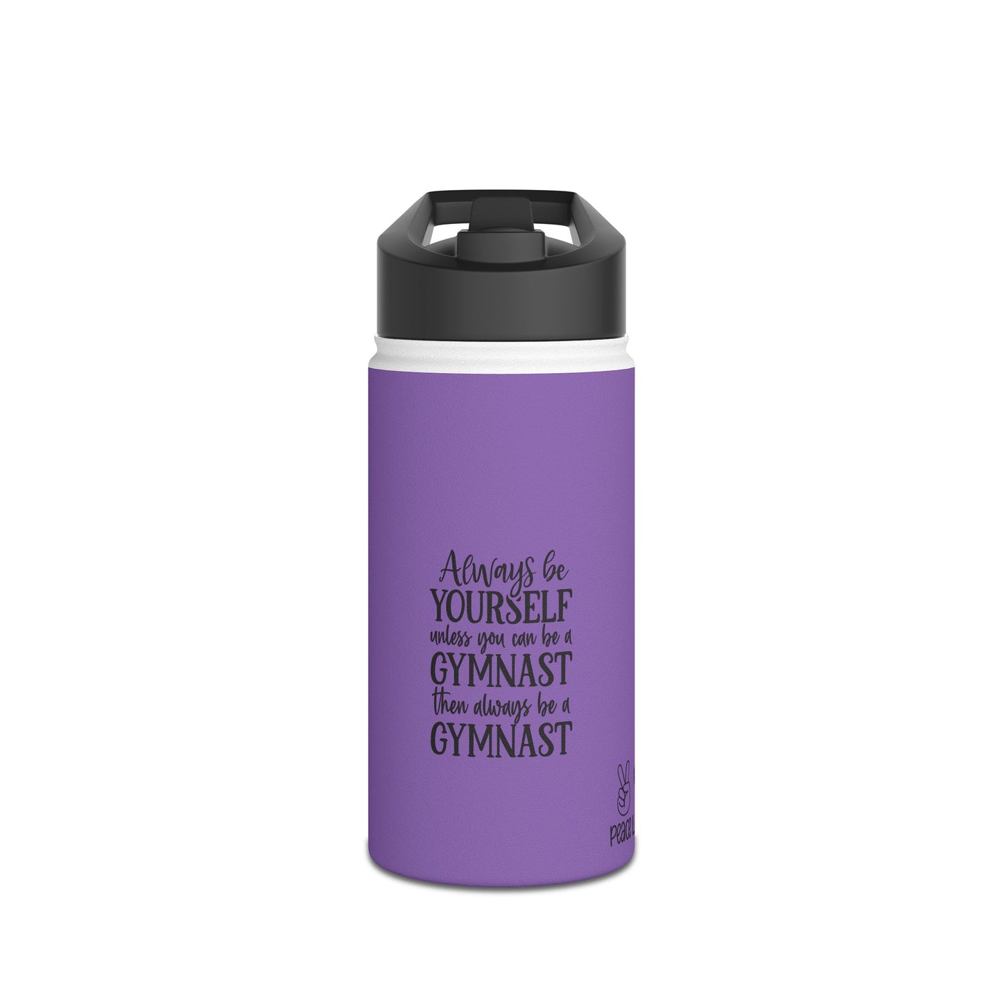 Gymnastics Quotes-Purple (Stainless Steel Water Bottle, Standard Lid)