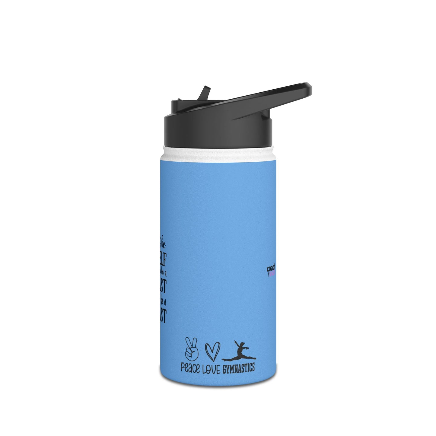 Gymnastics Quotes-Lt Blue (Stainless Steel Water Bottle, Standard Lid)