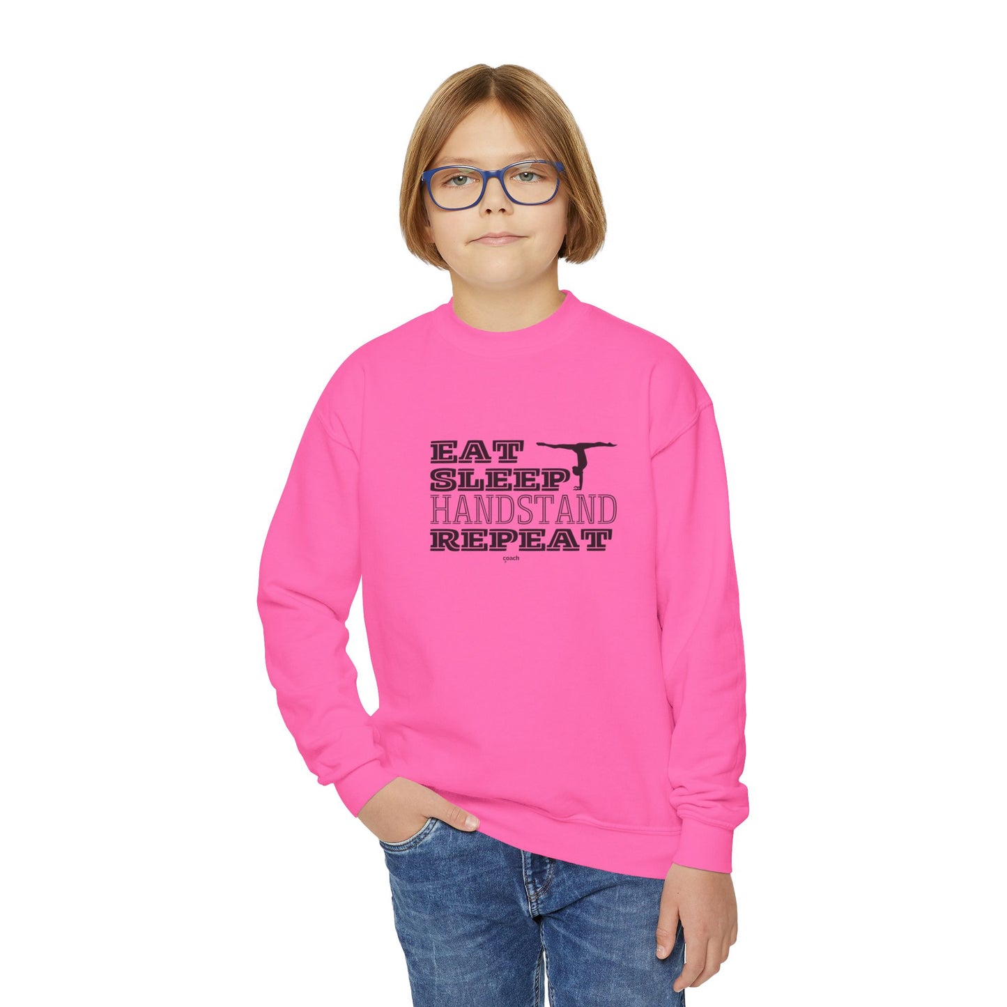 Eat, Sleep, Handstand, Repeat (Youth Crewneck Sweatshirt)