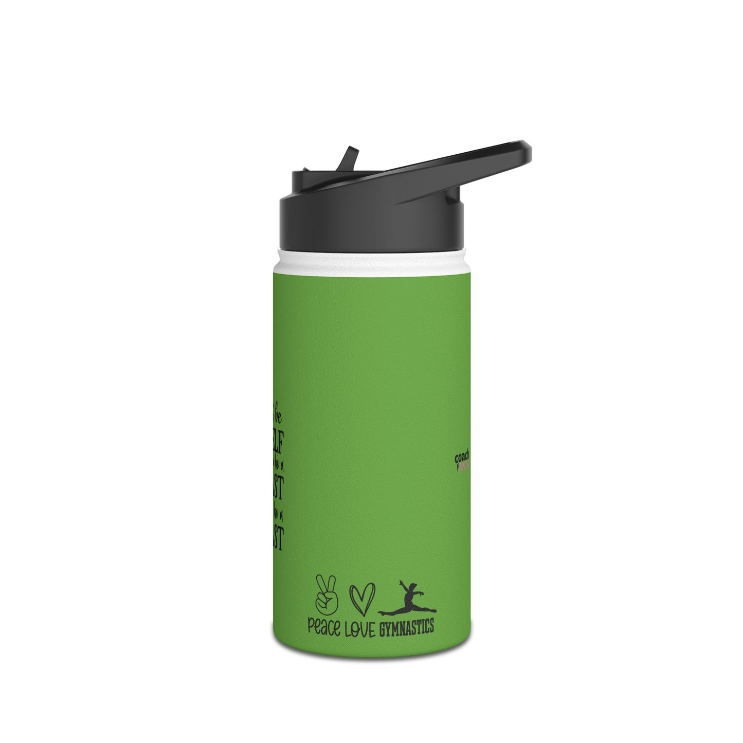 Gymnastics Quotes-Green (Stainless Steel Water Bottle, Standard Lid)