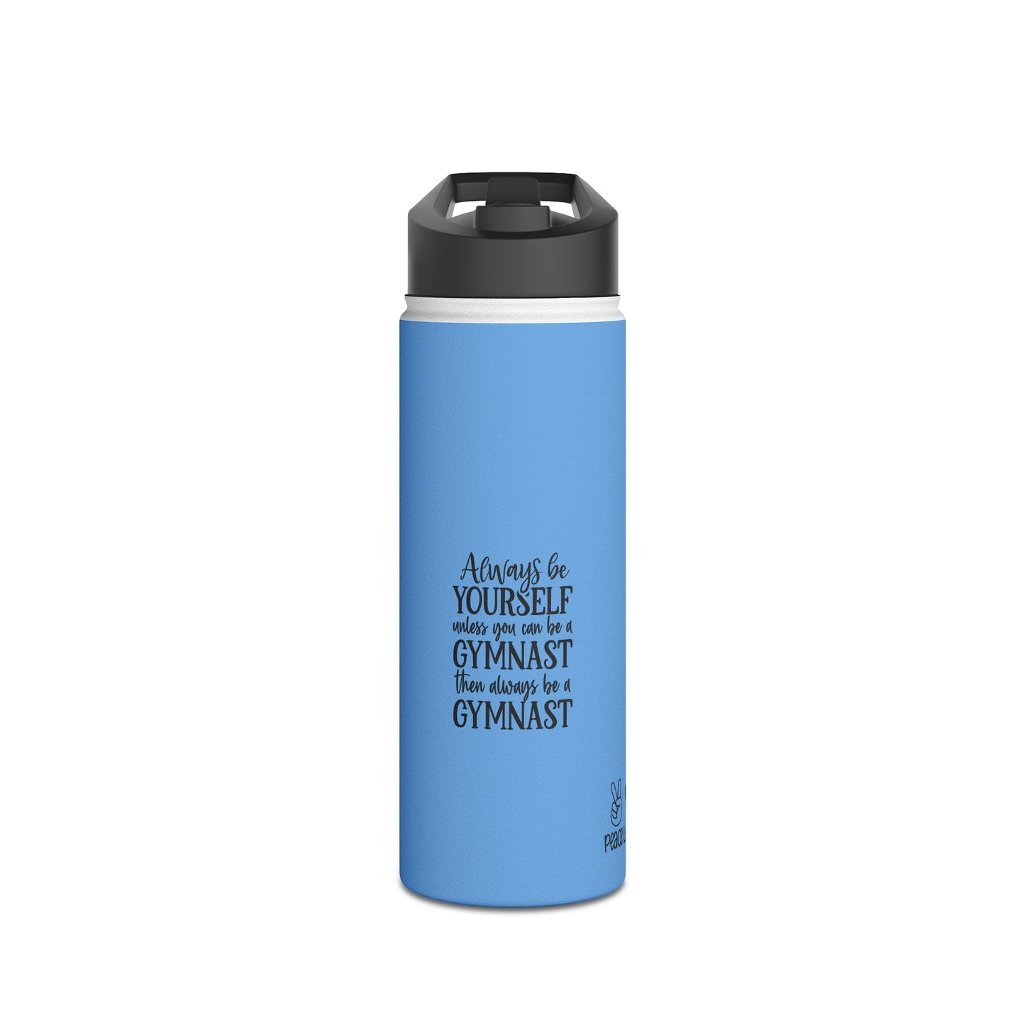 Gymnastics Quotes-Lt Blue (Stainless Steel Water Bottle, Standard Lid)