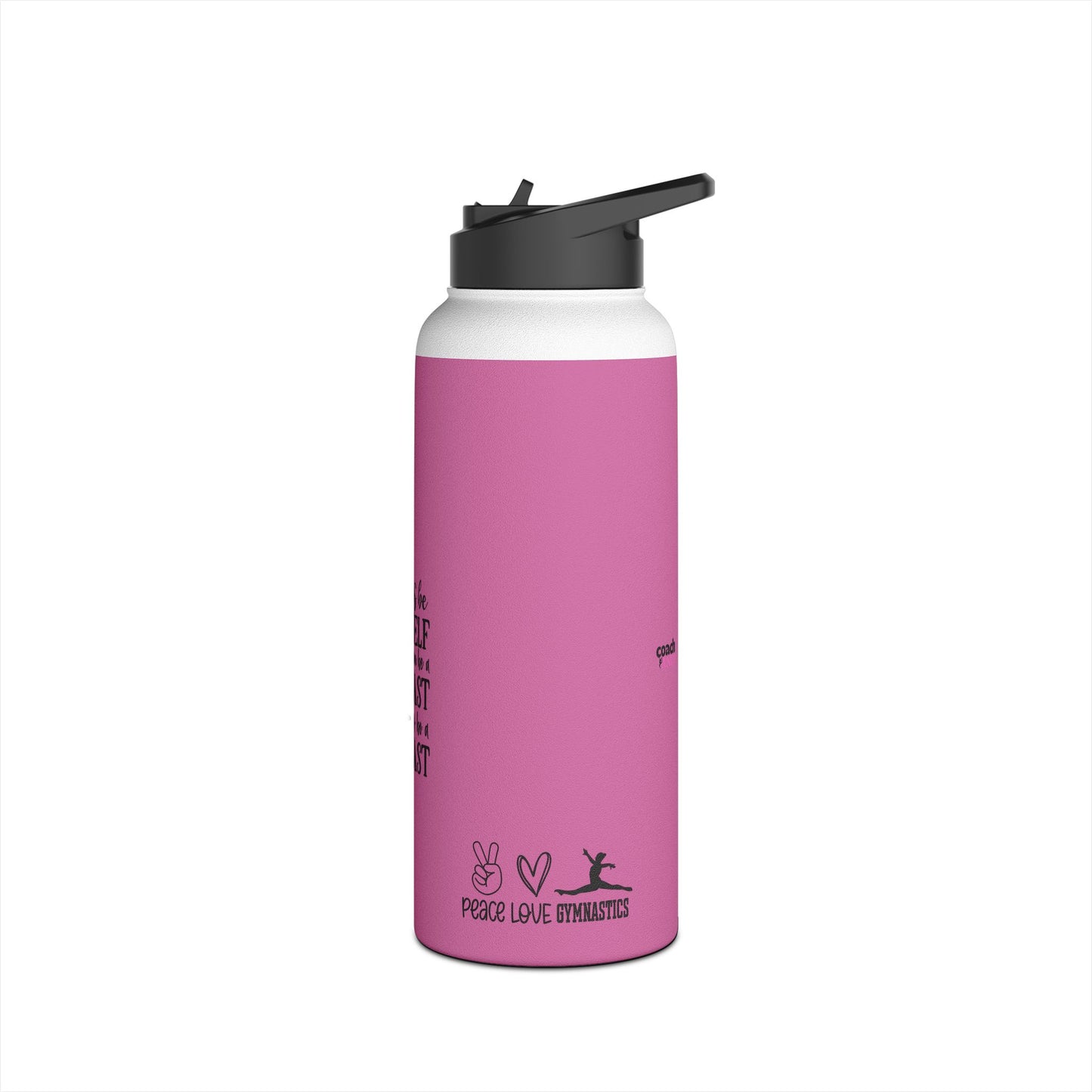 Gymnastics Quotes-Pink (Stainless Steel Water Bottle, Standard Lid)