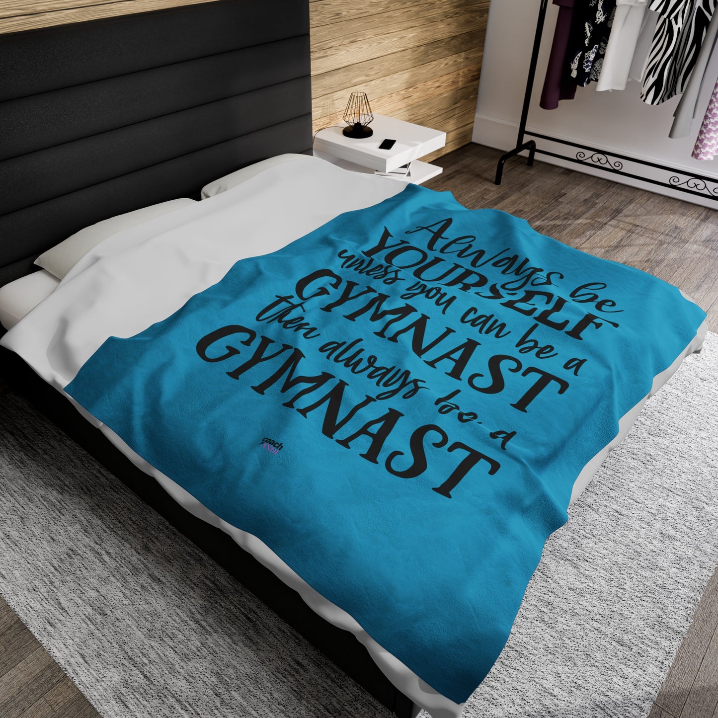 Always Be A Gymnast-Turquoise (Velveteen Plush Blanket)