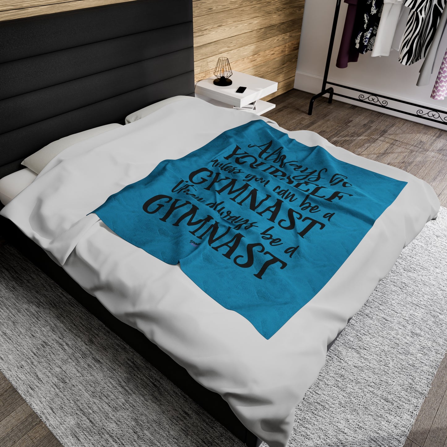 Always Be A Gymnast-Turquoise (Velveteen Plush Blanket)