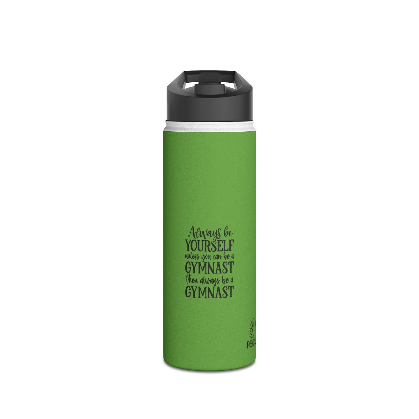 Gymnastics Quotes-Green (Stainless Steel Water Bottle, Standard Lid)