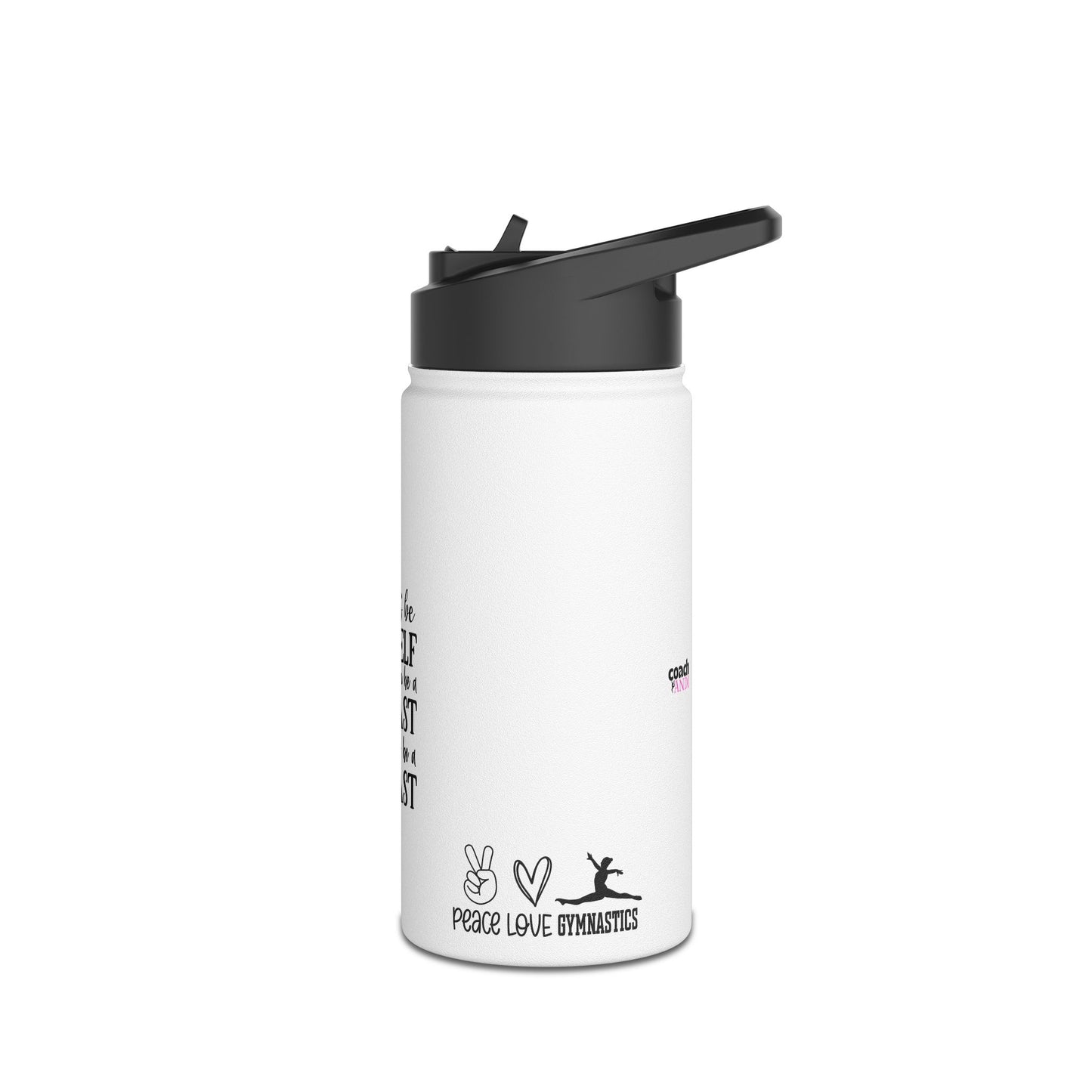 Gymnastics Quotes-White (Stainless Steel Water Bottle, Standard Lid)