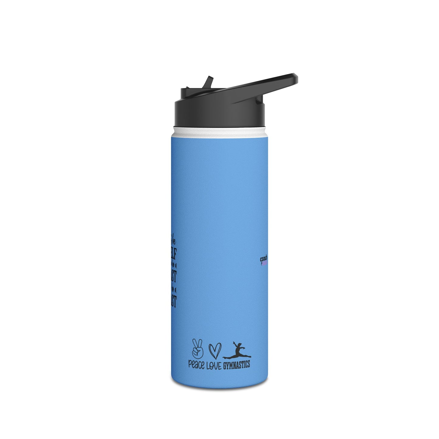 Gymnastics Quotes-Lt Blue (Stainless Steel Water Bottle, Standard Lid)