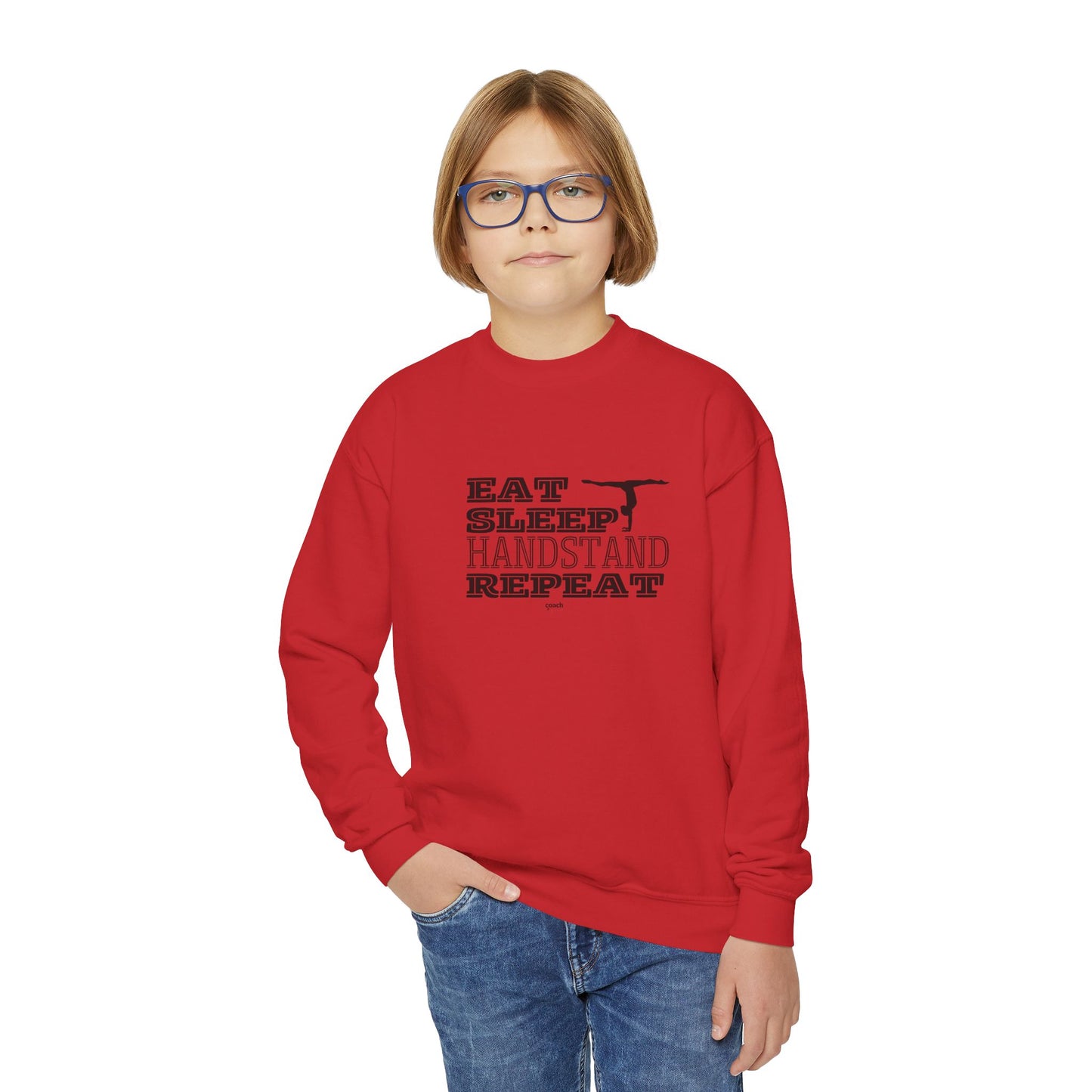 Eat, Sleep, Handstand, Repeat (Youth Crewneck Sweatshirt)