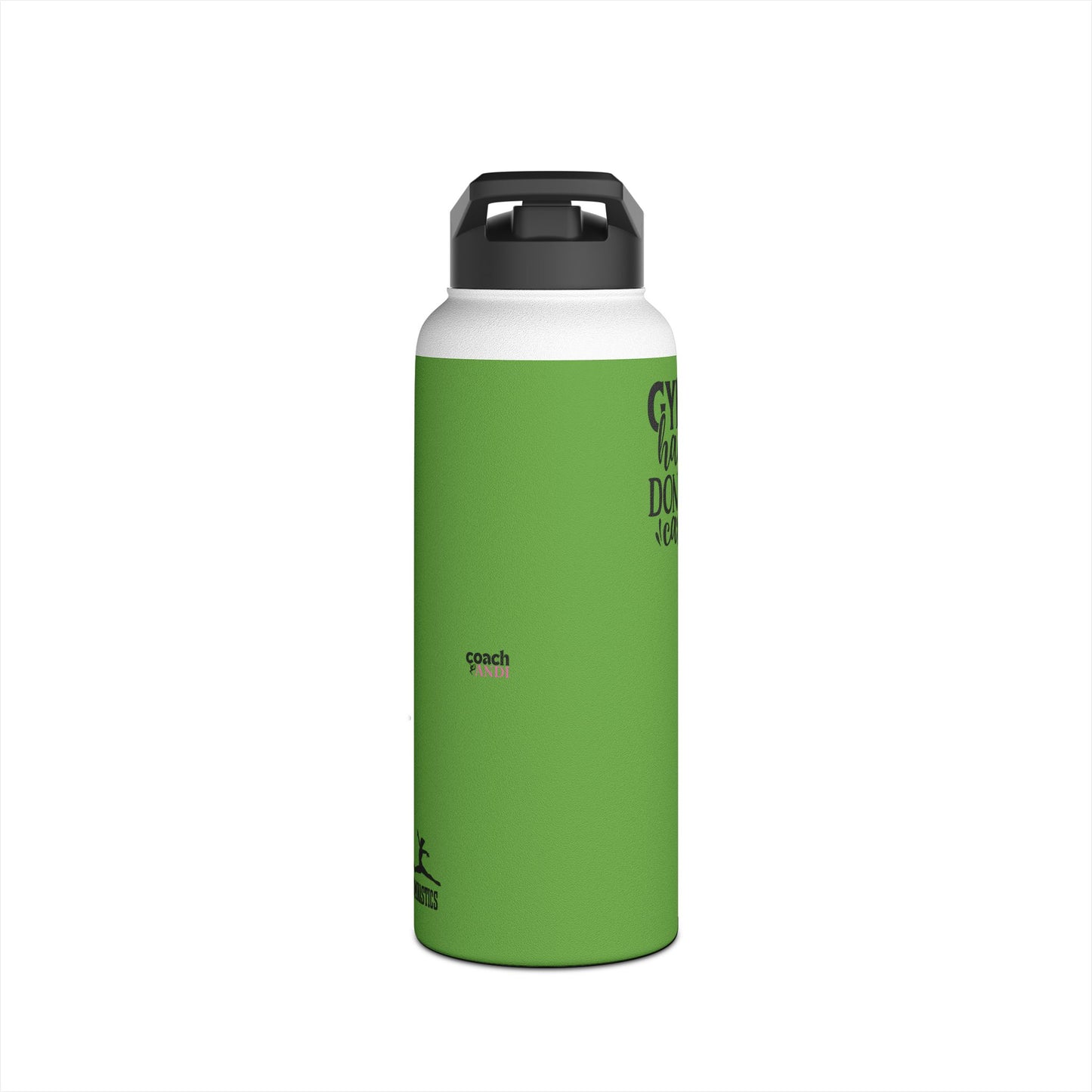 Gymnastics Quotes-Green (Stainless Steel Water Bottle, Standard Lid)