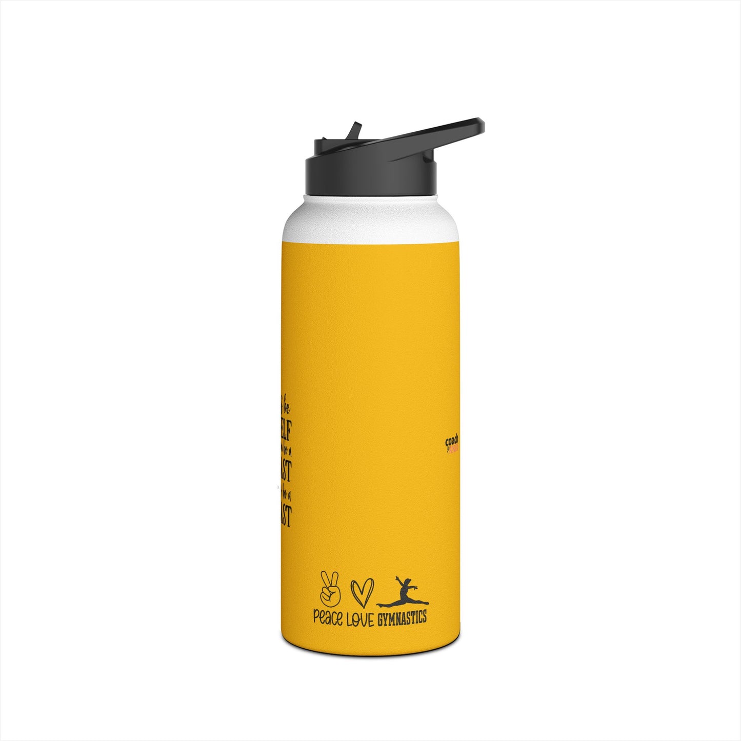 Gymnastics Quotes-Goldenrod (Stainless Steel Water Bottle, Standard Lid)