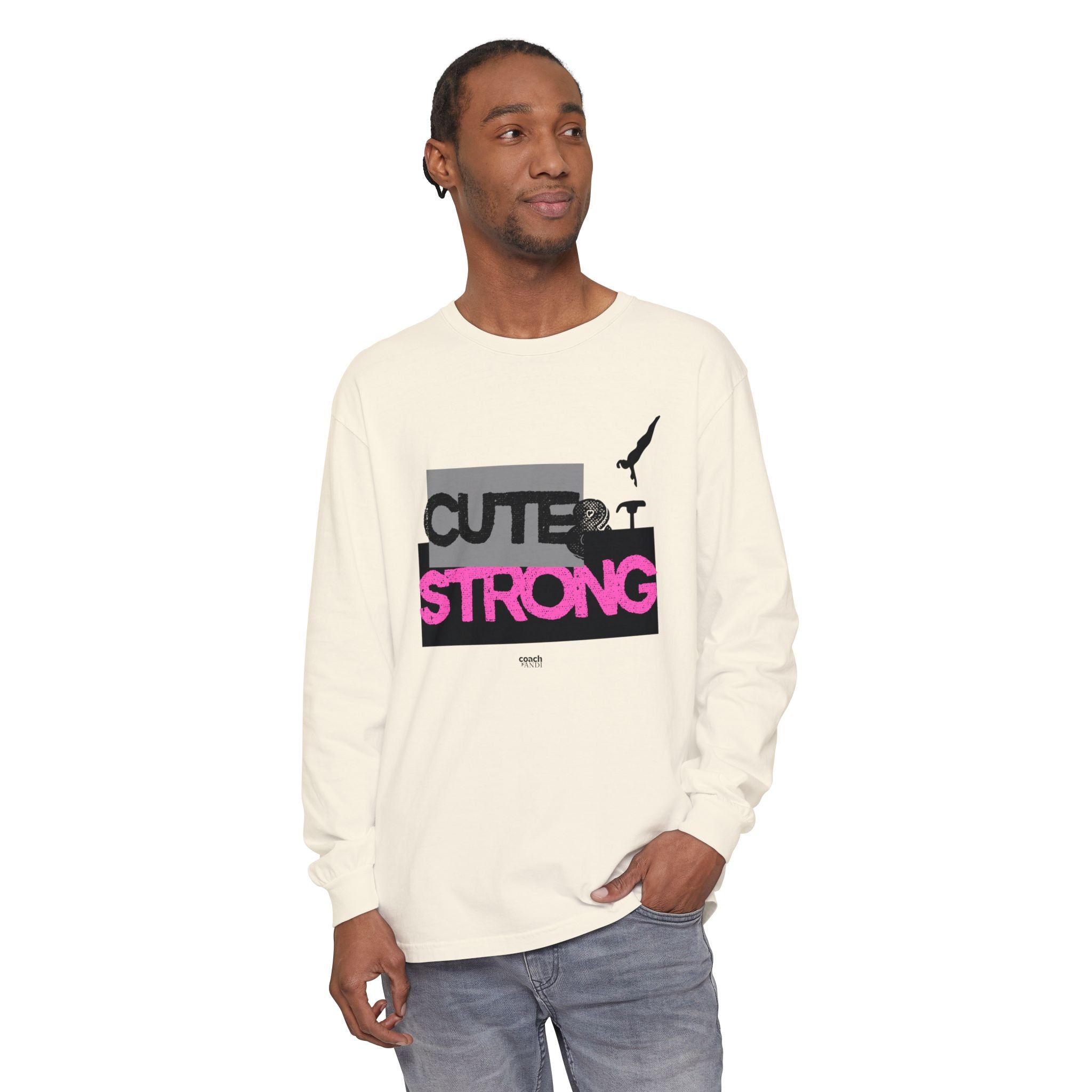 Cute & Strong - Pink/Black (Adult Long Sleeve Shirt)