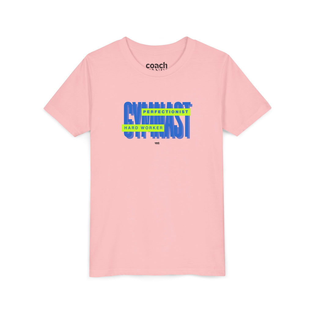 Gymnast Hard Worker Tshirt - Lime/Blue (Youth)