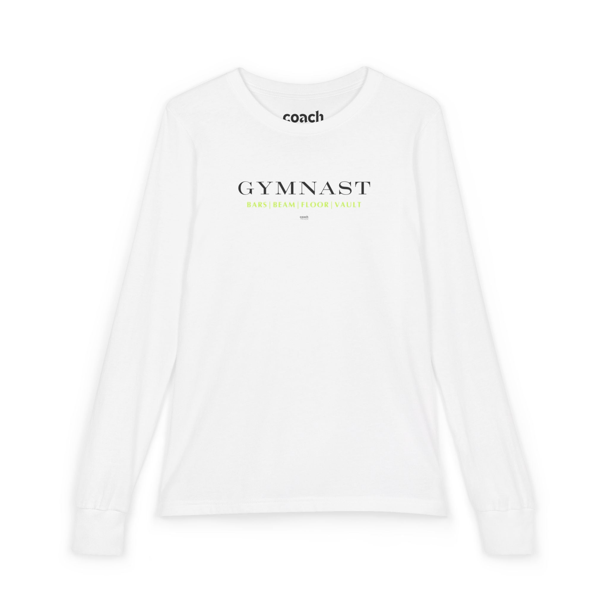 GYMNAST (Bars Beam Floor Vault) Long Sleeve Shirt - Lime (Youth)