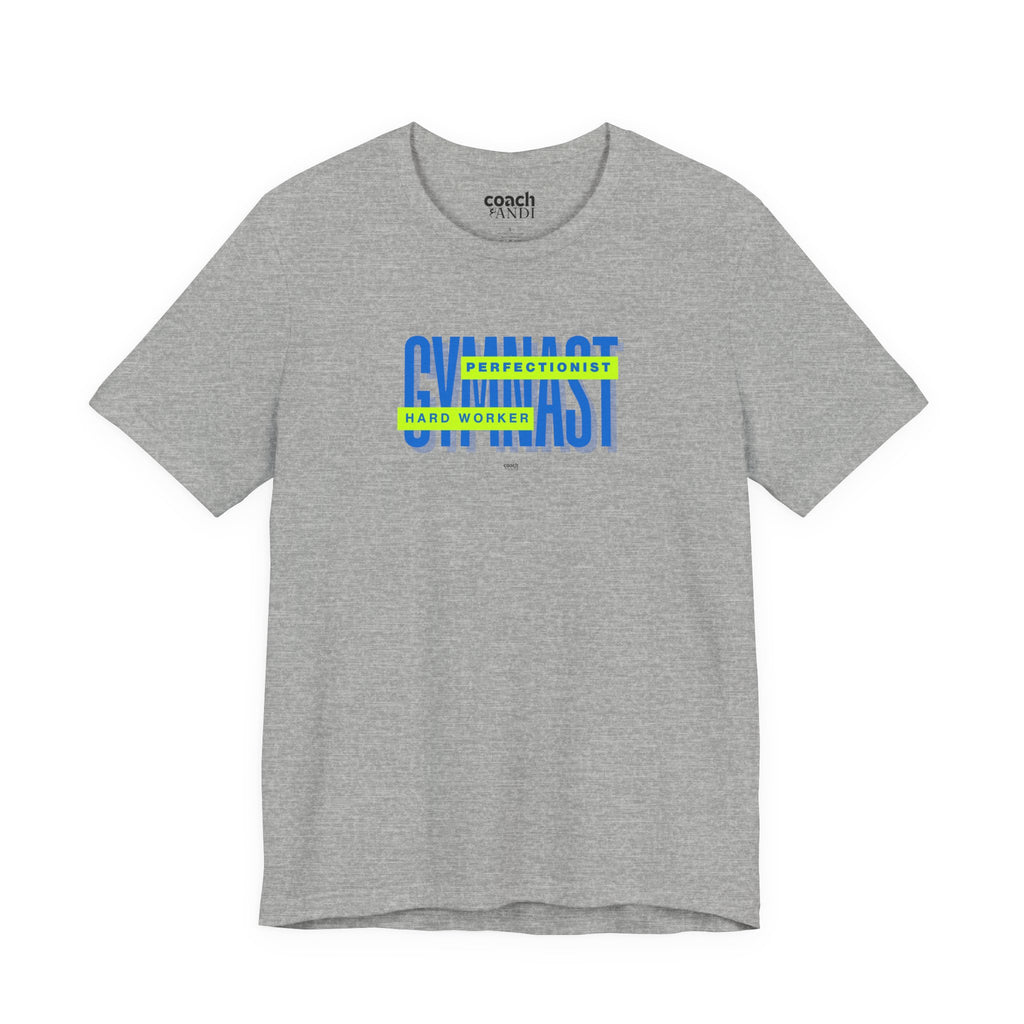 Gymnast Hard Worker Tshirt - Lime/Blue (Adult)