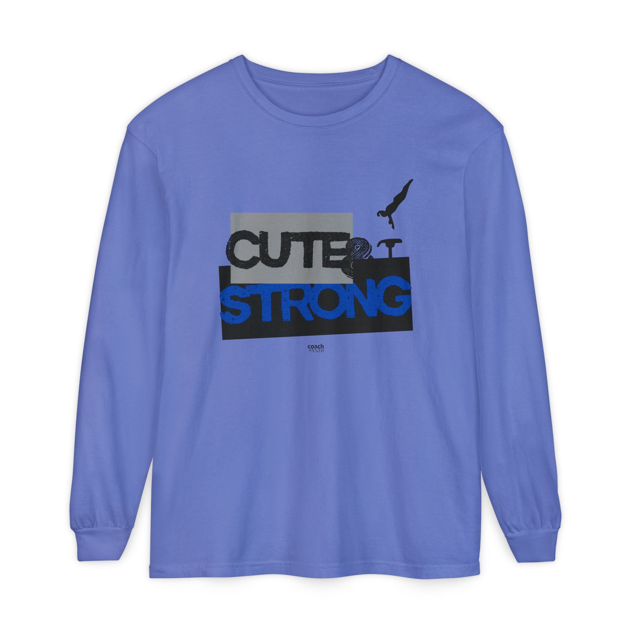 Cute & Strong - Blue/Black (Adult Long Sleeve Shirt)