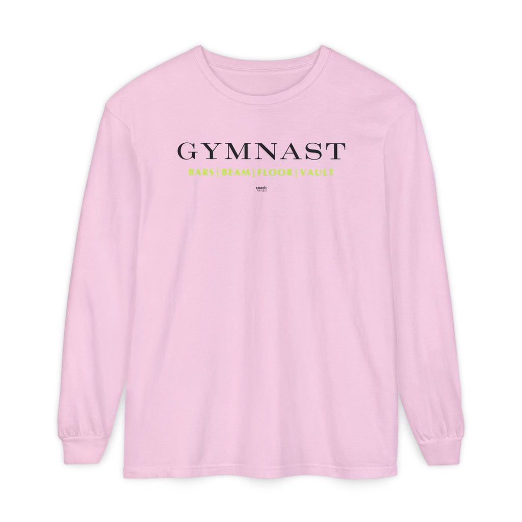 GYMNAST (Bars Beam Floor Vault) Long Sleeve Shirt - Lime (Adult )