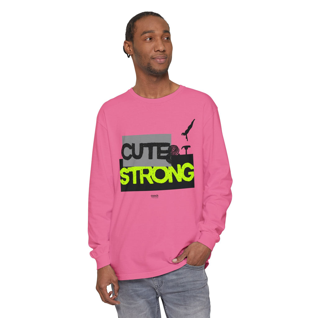 Cute & Strong - Lime/Black (Adult Long Sleeve Shirt)