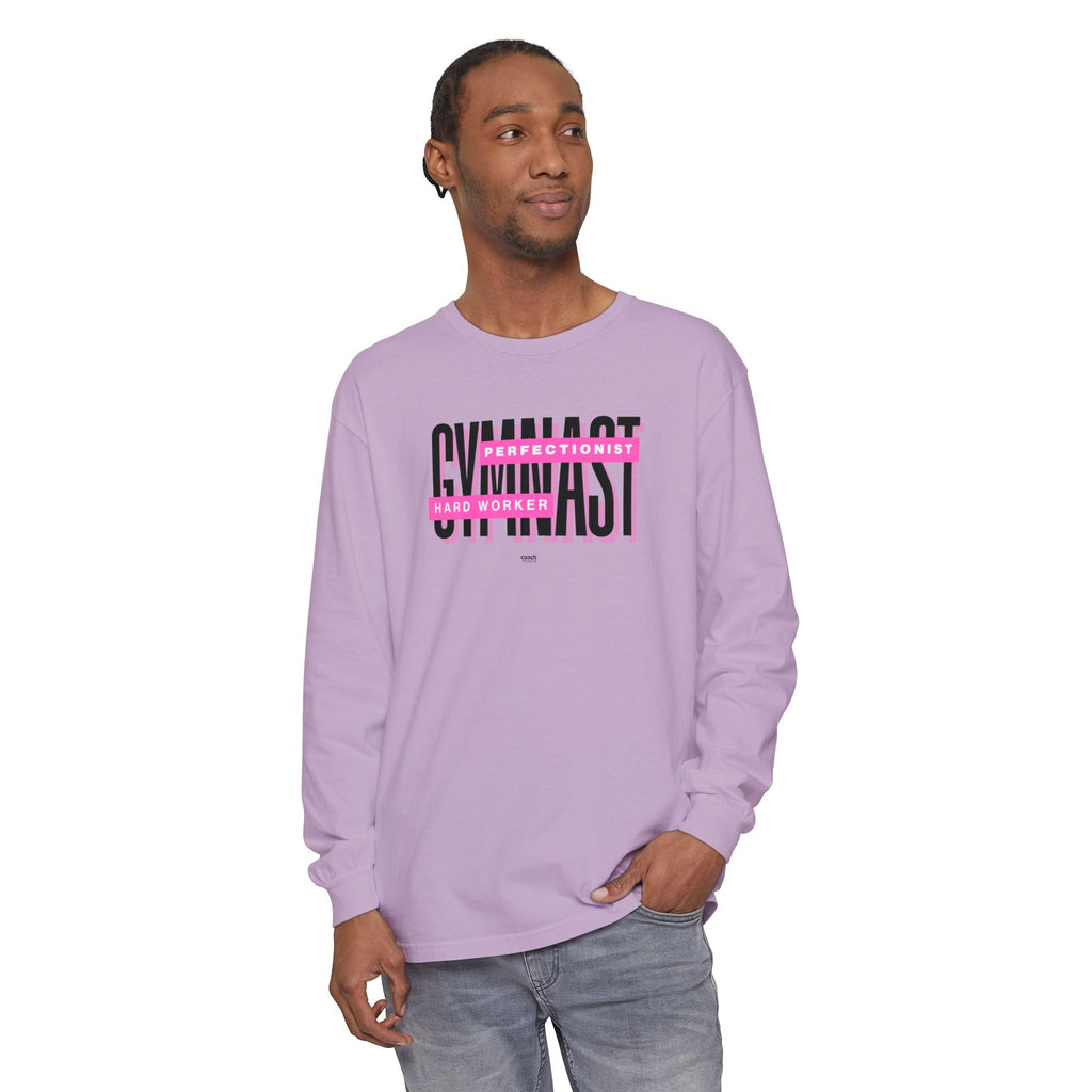 Gymnast Hard Worker Long Sleeve Shirt - Pink (Adult)