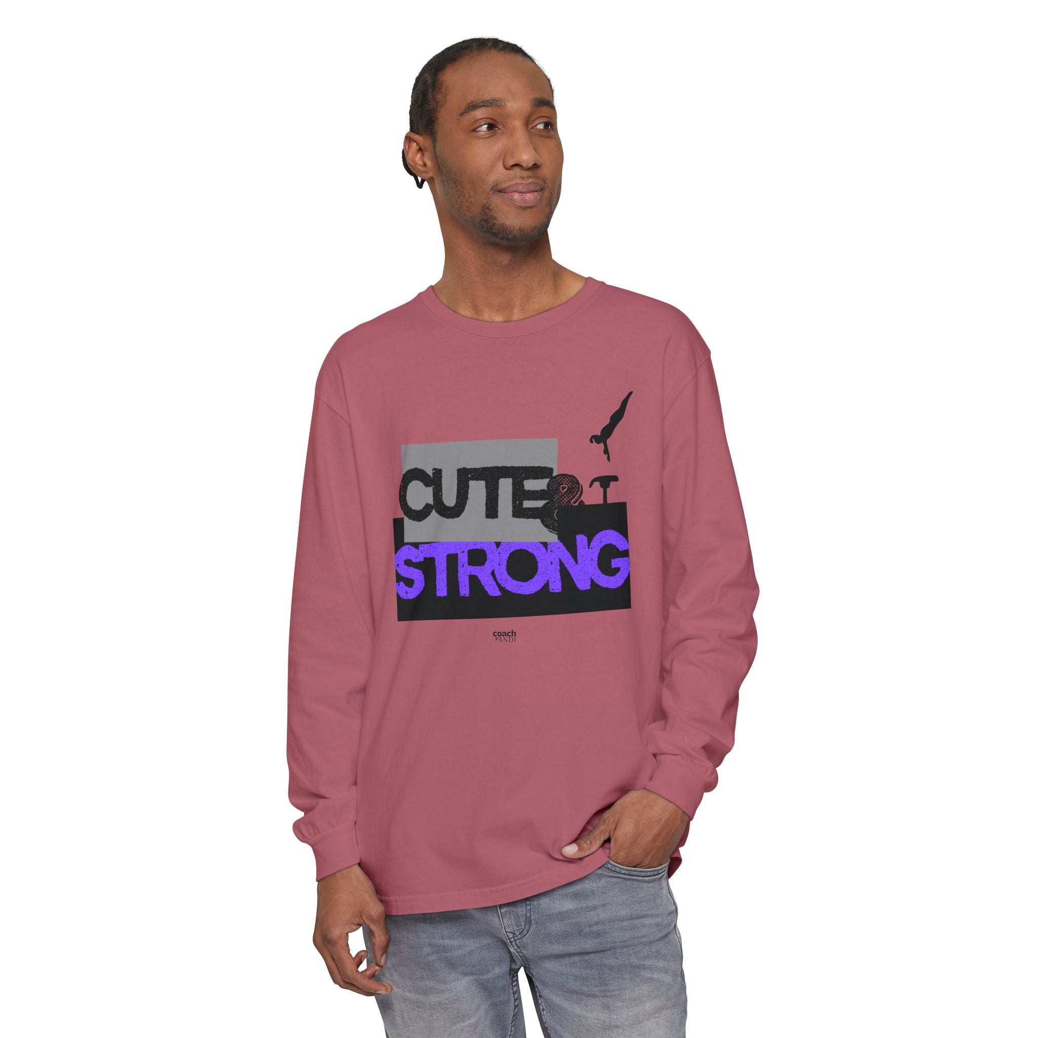 Cute & Strong - Purple/Black (Adult Long Sleeve Shirt)