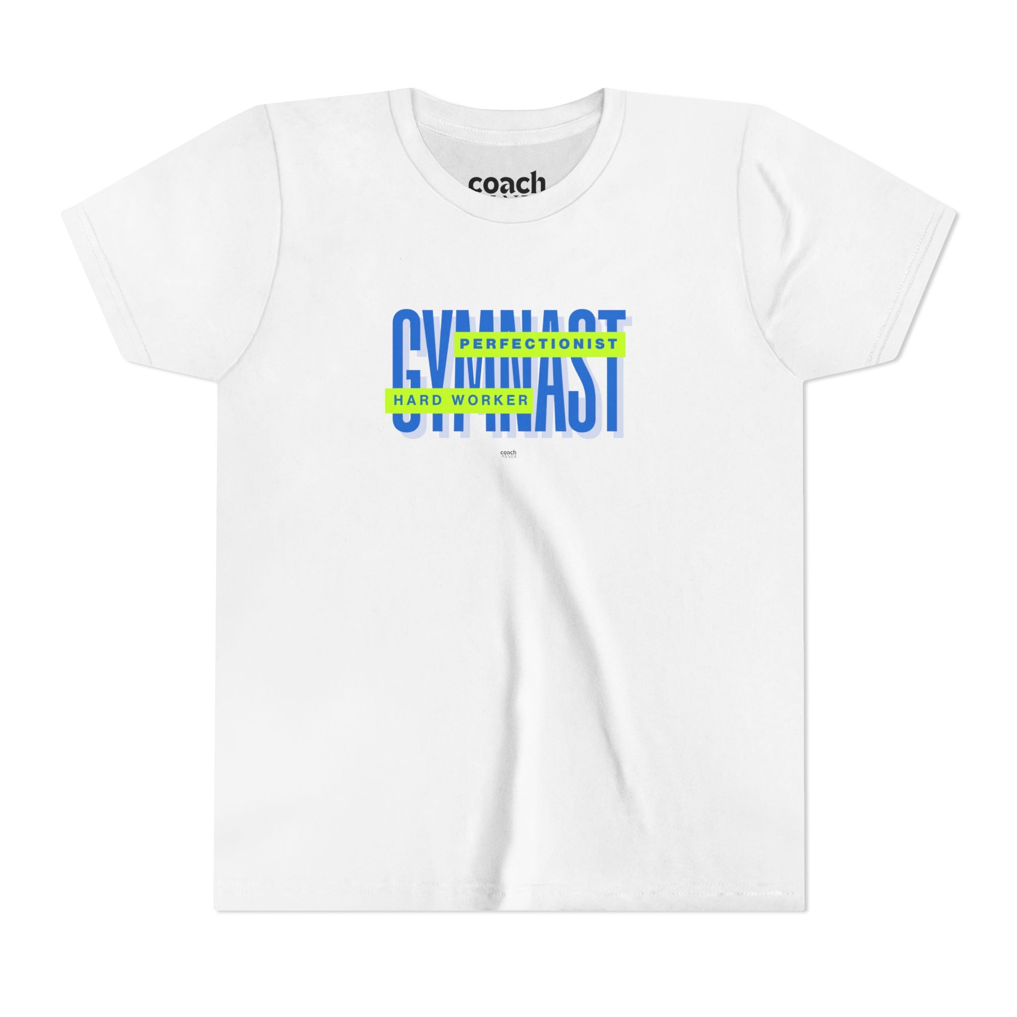 Gymnast Hard Worker Tshirt - Lime/Blue (Youth)
