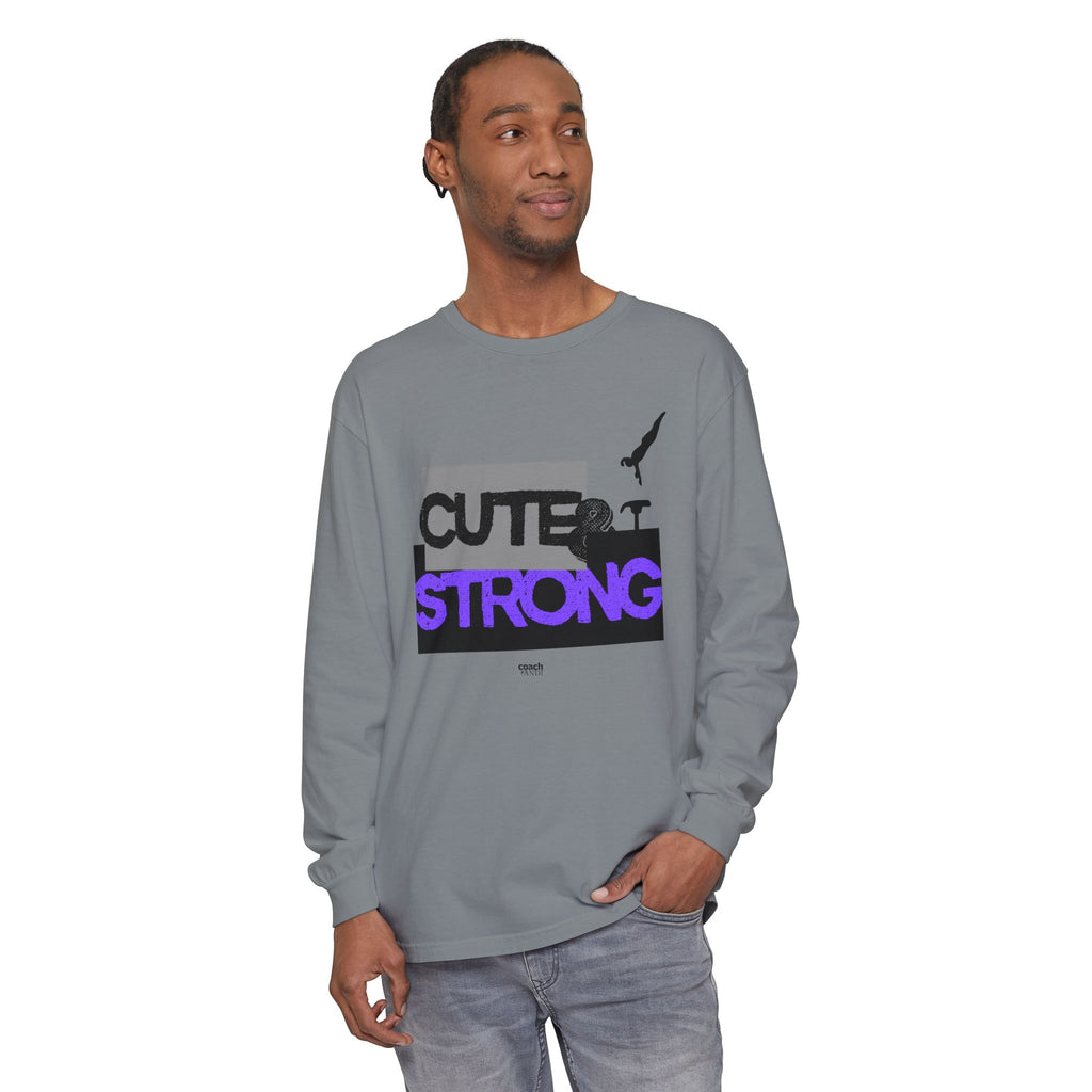 Cute & Strong - Purple/Black (Adult Long Sleeve Shirt)