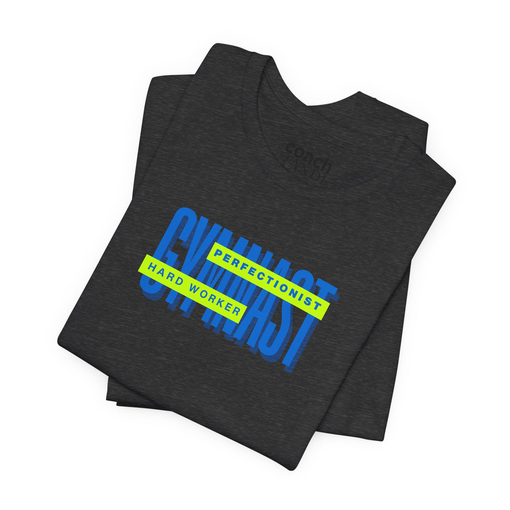 Gymnast Hard Worker Tshirt - Lime/Blue (Adult)