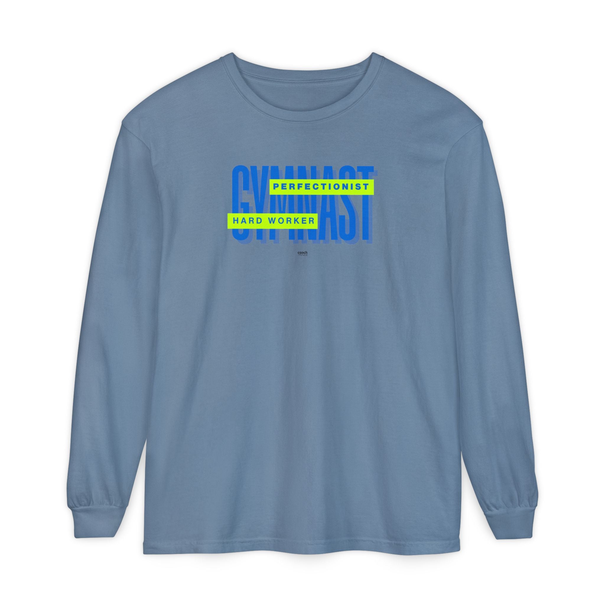 Gymnast Hard Worker Long Sleeve Shirt - Lime/Blue (Adult)