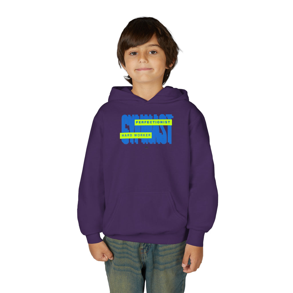 Gymnast Hard Worker Hoodie - Lime/Blue (Youth)