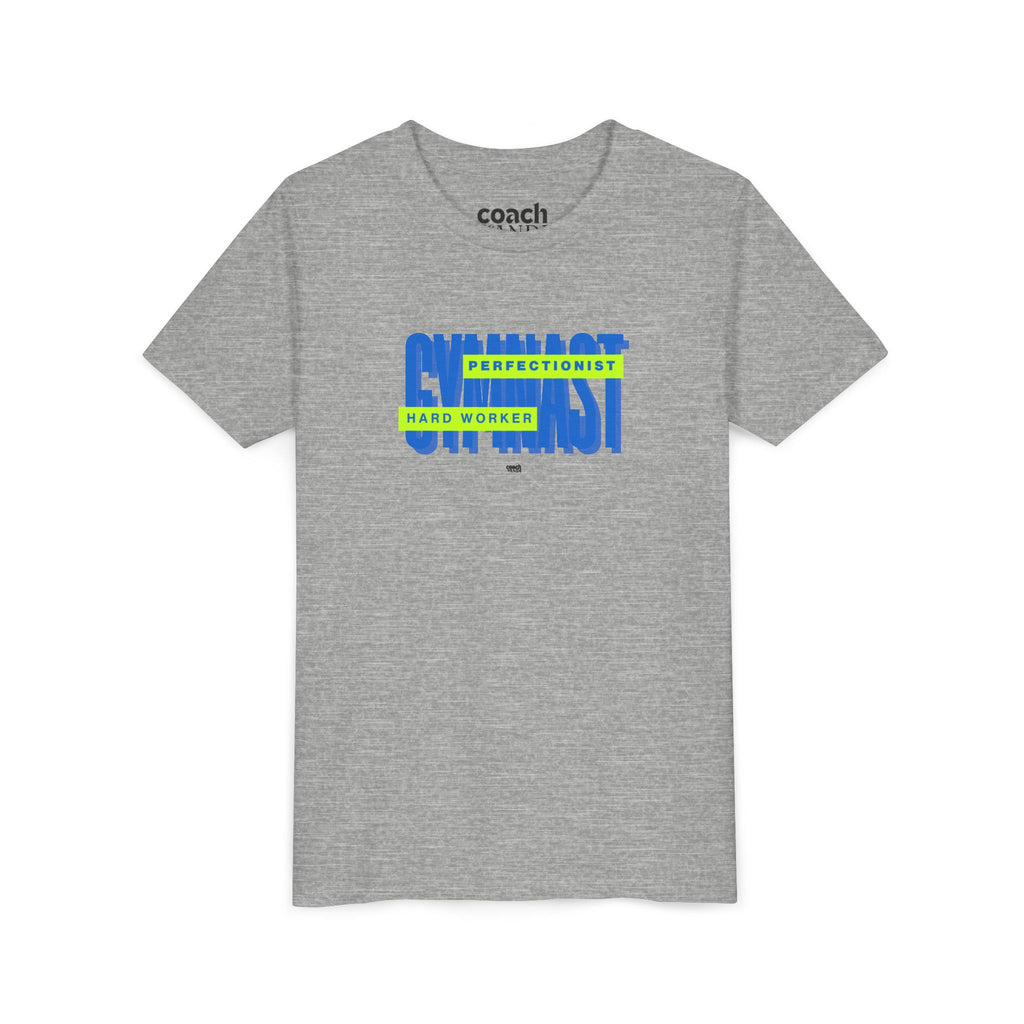 Gymnast Hard Worker Tshirt - Lime/Blue (Youth)