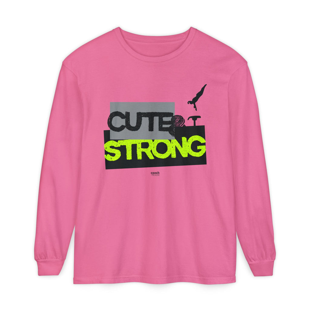 Cute & Strong - Lime/Black (Adult Long Sleeve Shirt)