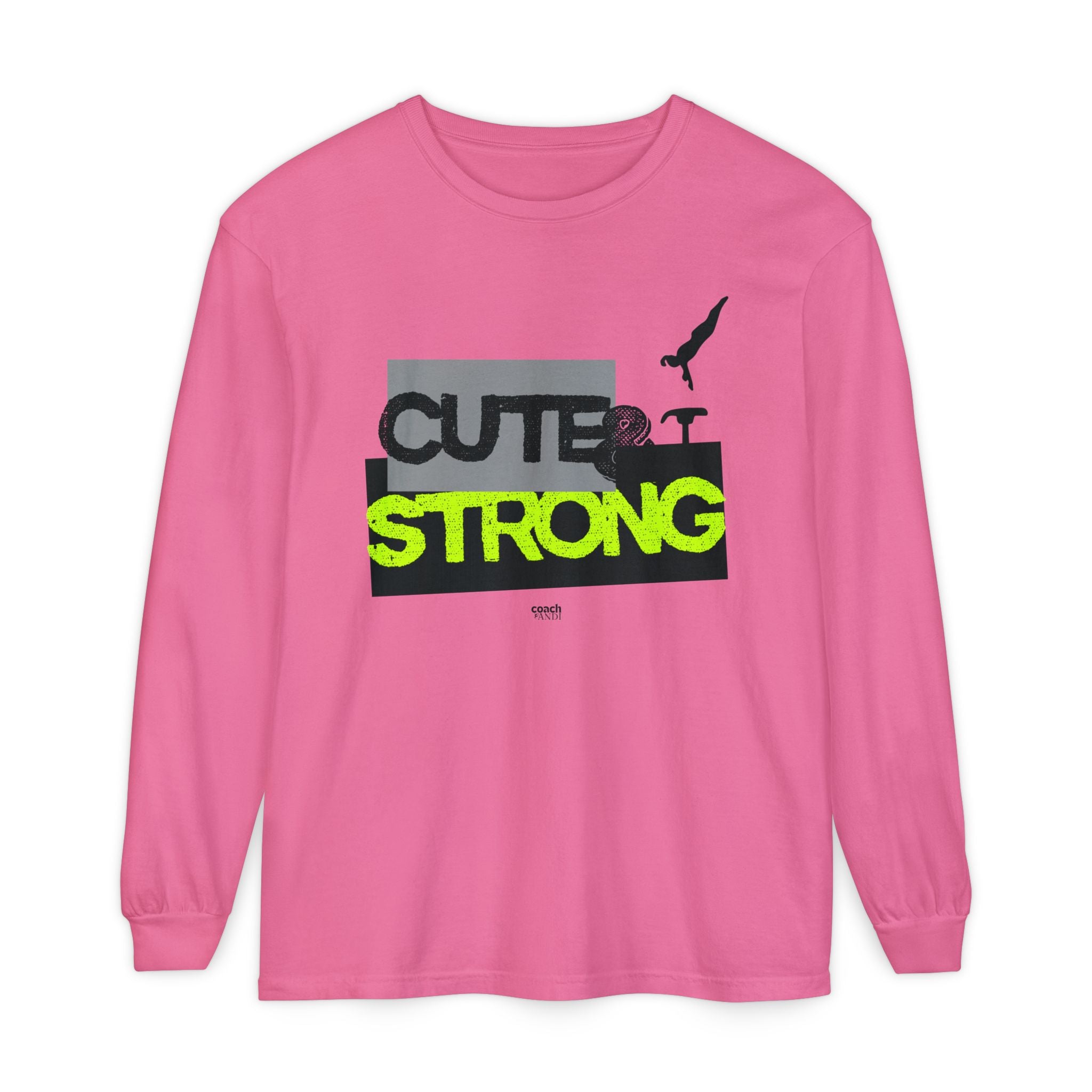 Cute & Strong - Lime/Black (Adult Long Sleeve Shirt)