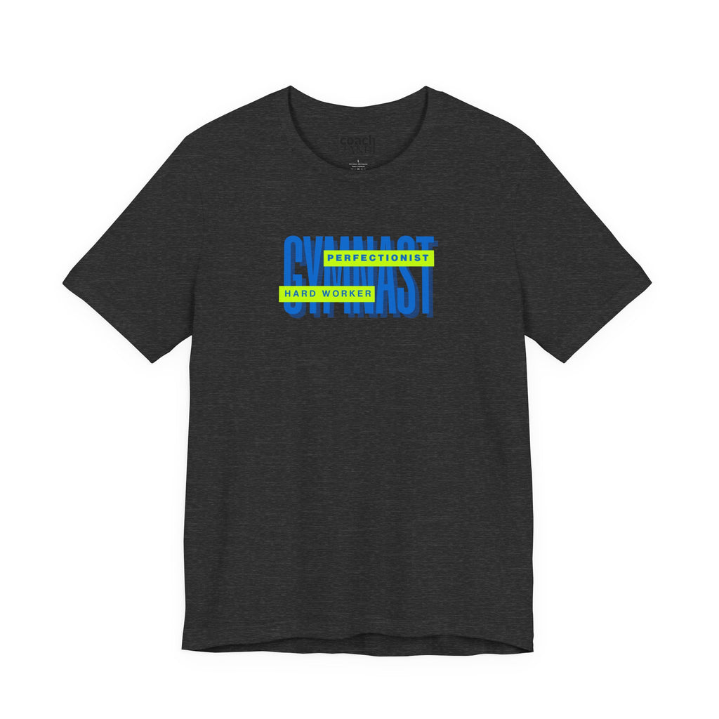 Gymnast Hard Worker Tshirt - Lime/Blue (Adult)