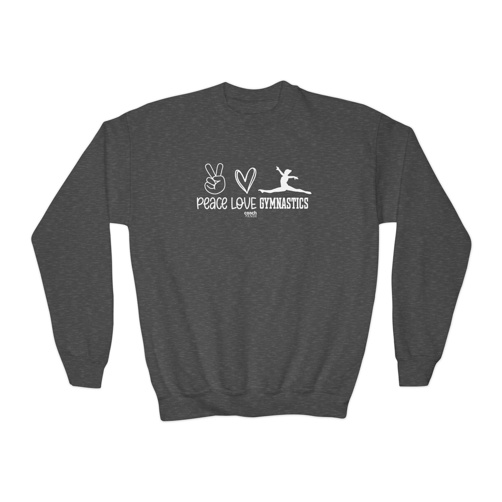 Peace, Love, Gymnastics (Youth Crewneck Sweatshirt)