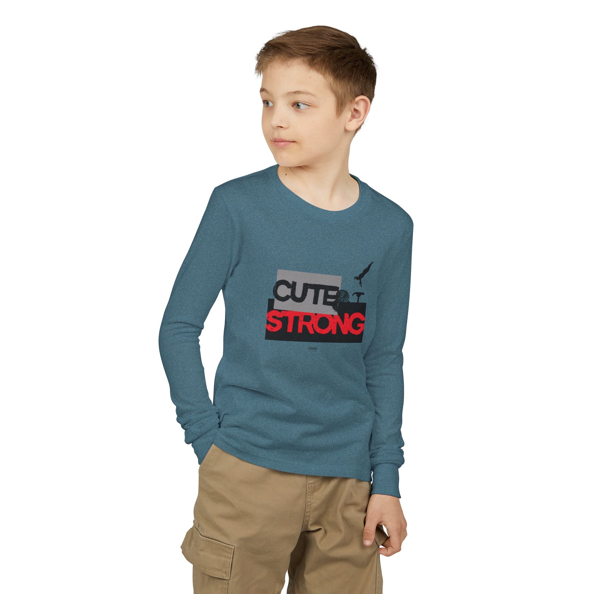 Cute & Strong Long Sleeve Shirt - Red/Black (Youth)