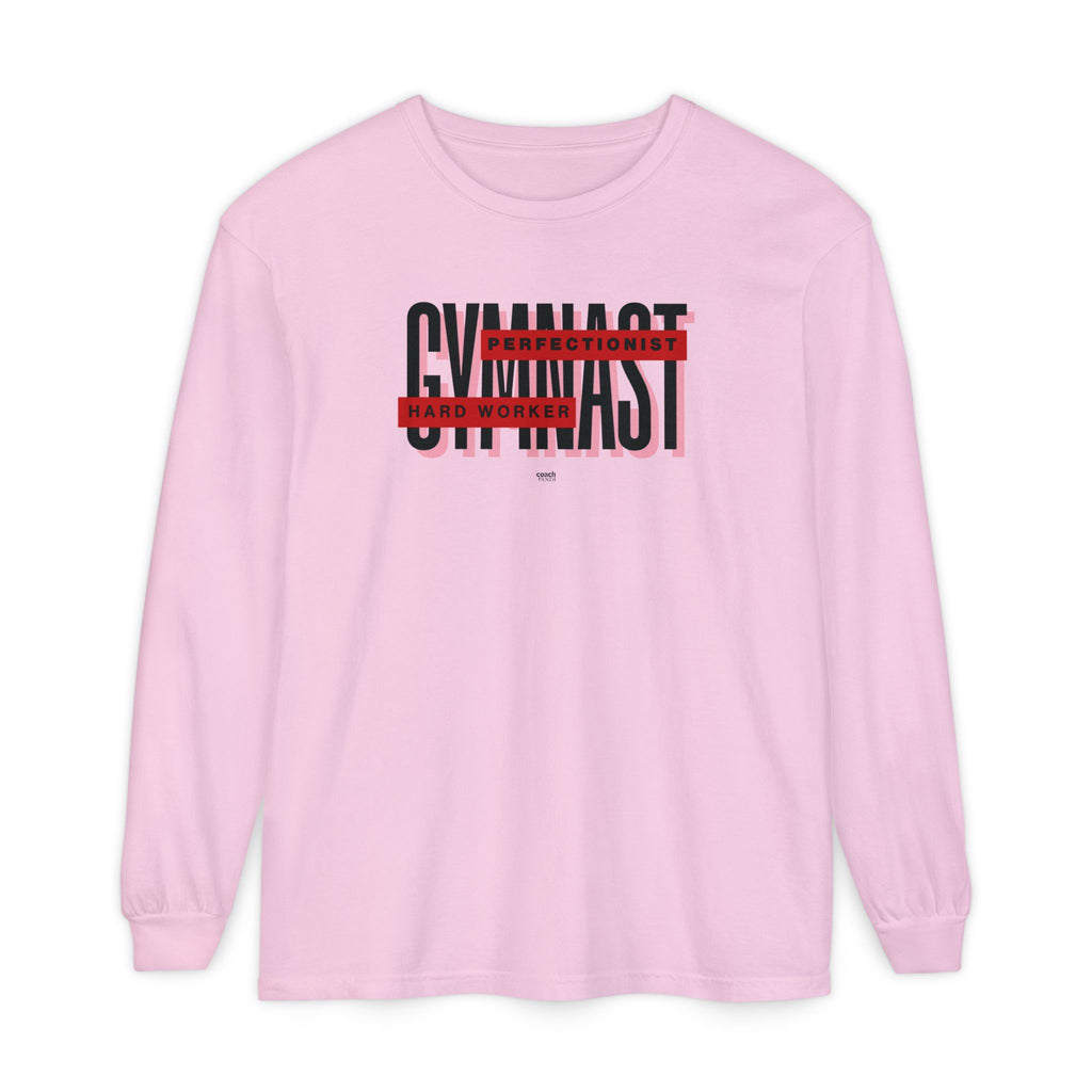 Gymnast Hard Worker Long Sleeve Shirt - Red (Adult)